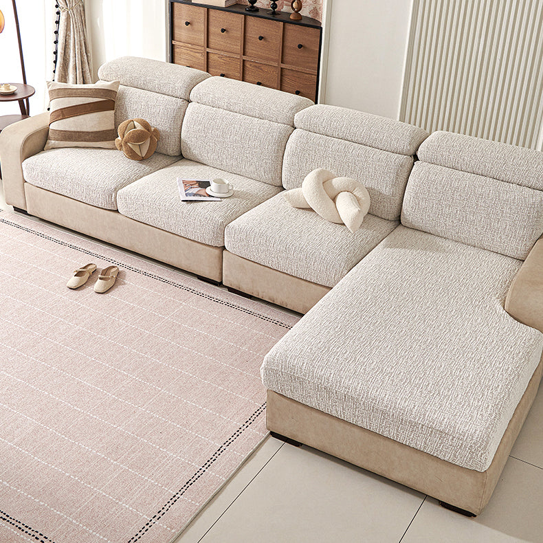 Chenille Solid Woven Stretch Sofa Cushion Cover - Khaki