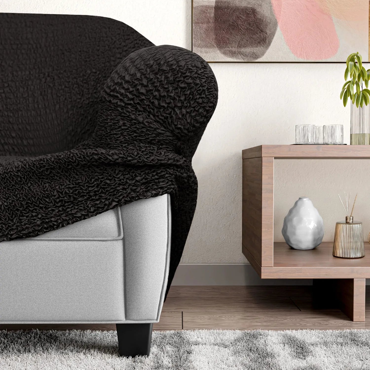 Black Microfibra Armchair Slipcover