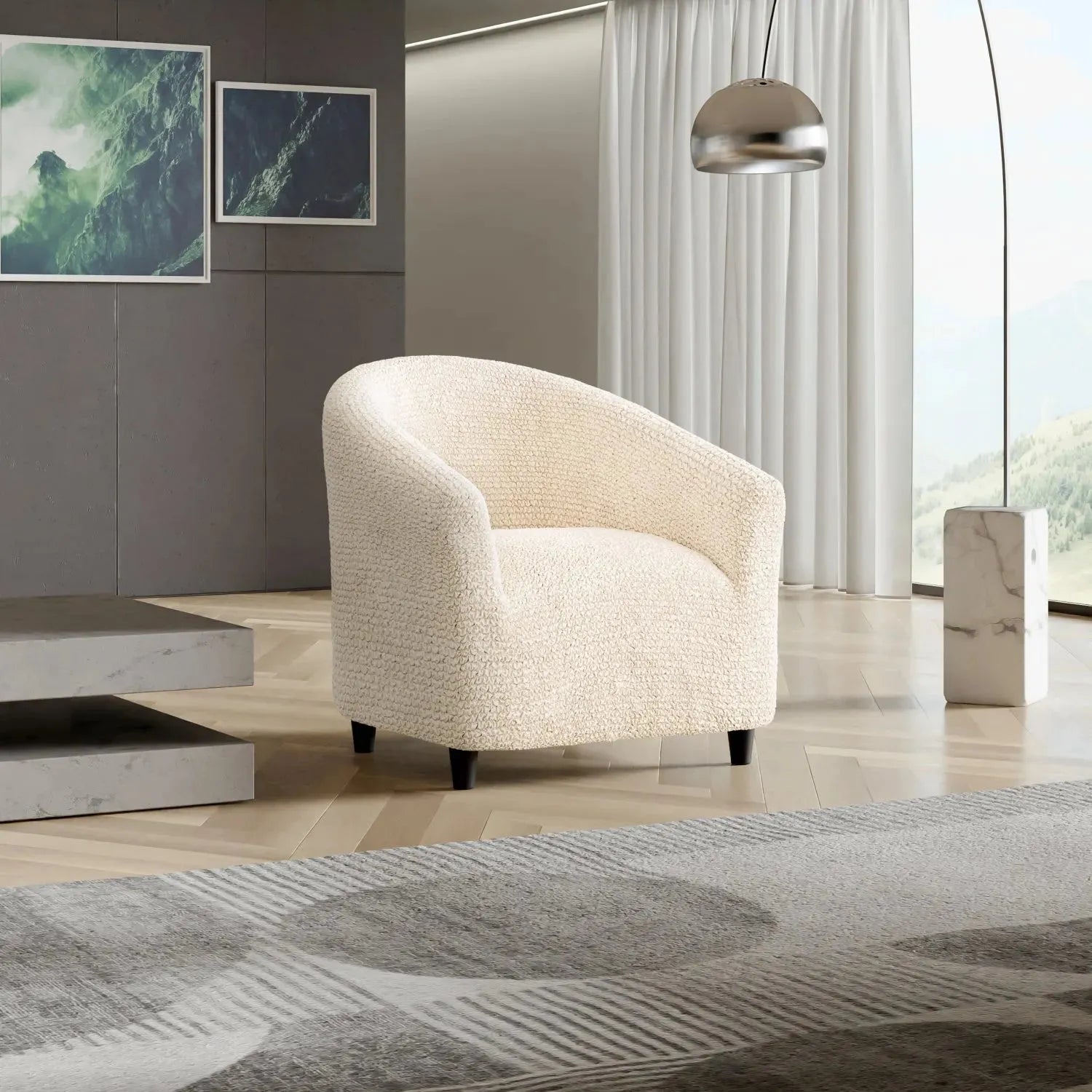Cream Microfibra Armchair Slipcover