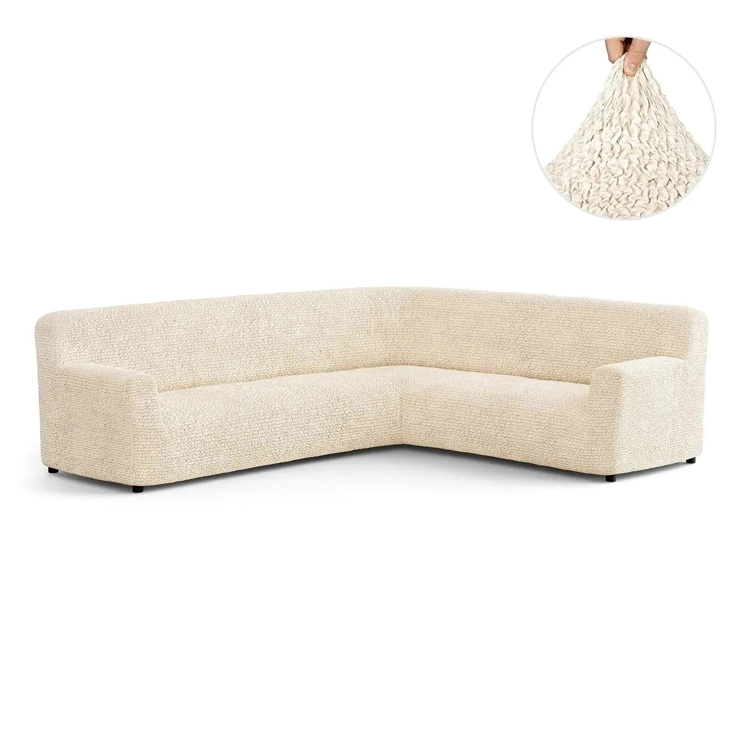 Cream Microfibra Sectional Sofa Slipcover