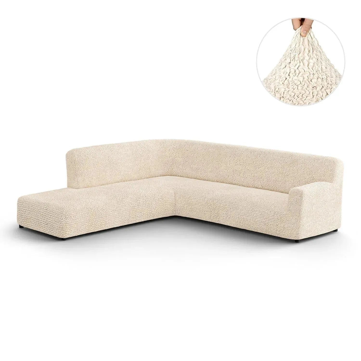 Cream Microfibra Sectional Sofa Slipcover