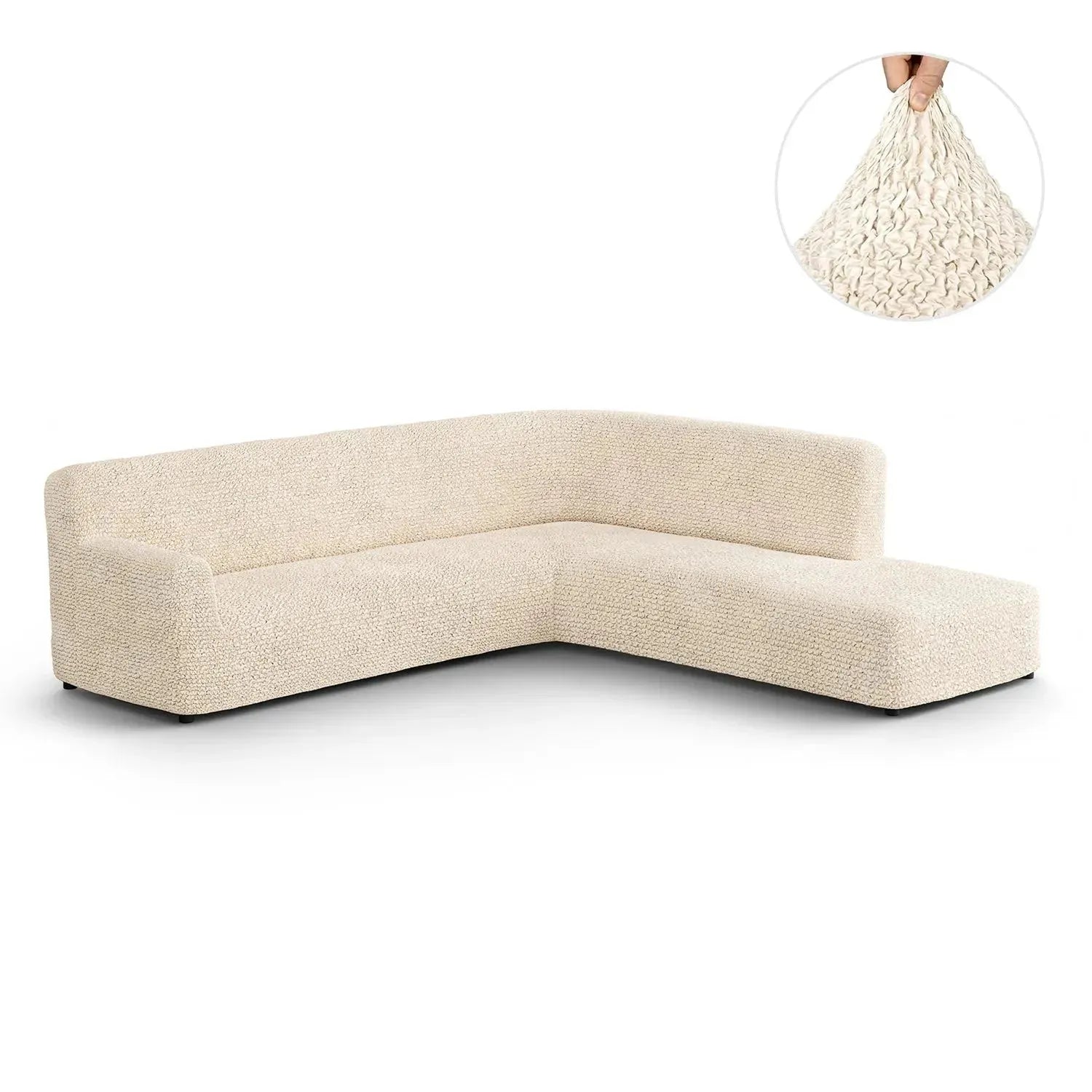Cream Microfibra Sectional Sofa Slipcover