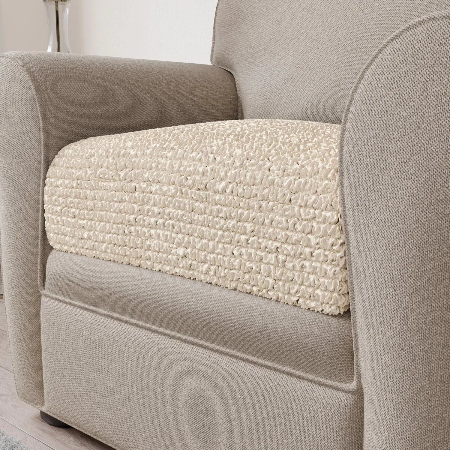 Cream Microfibra Seat Cushion Slipcover