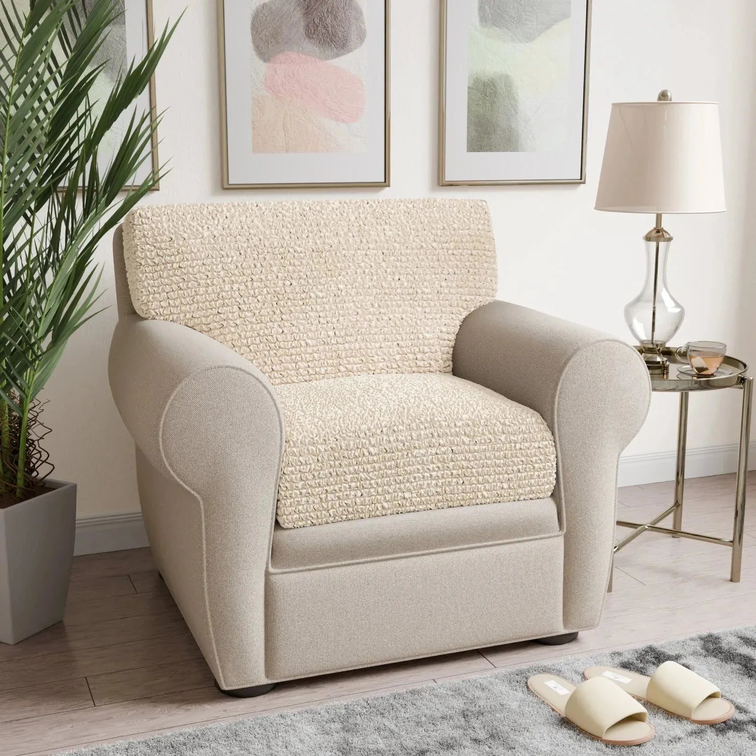 Cream Microfibra Seat Cushion Slipcover