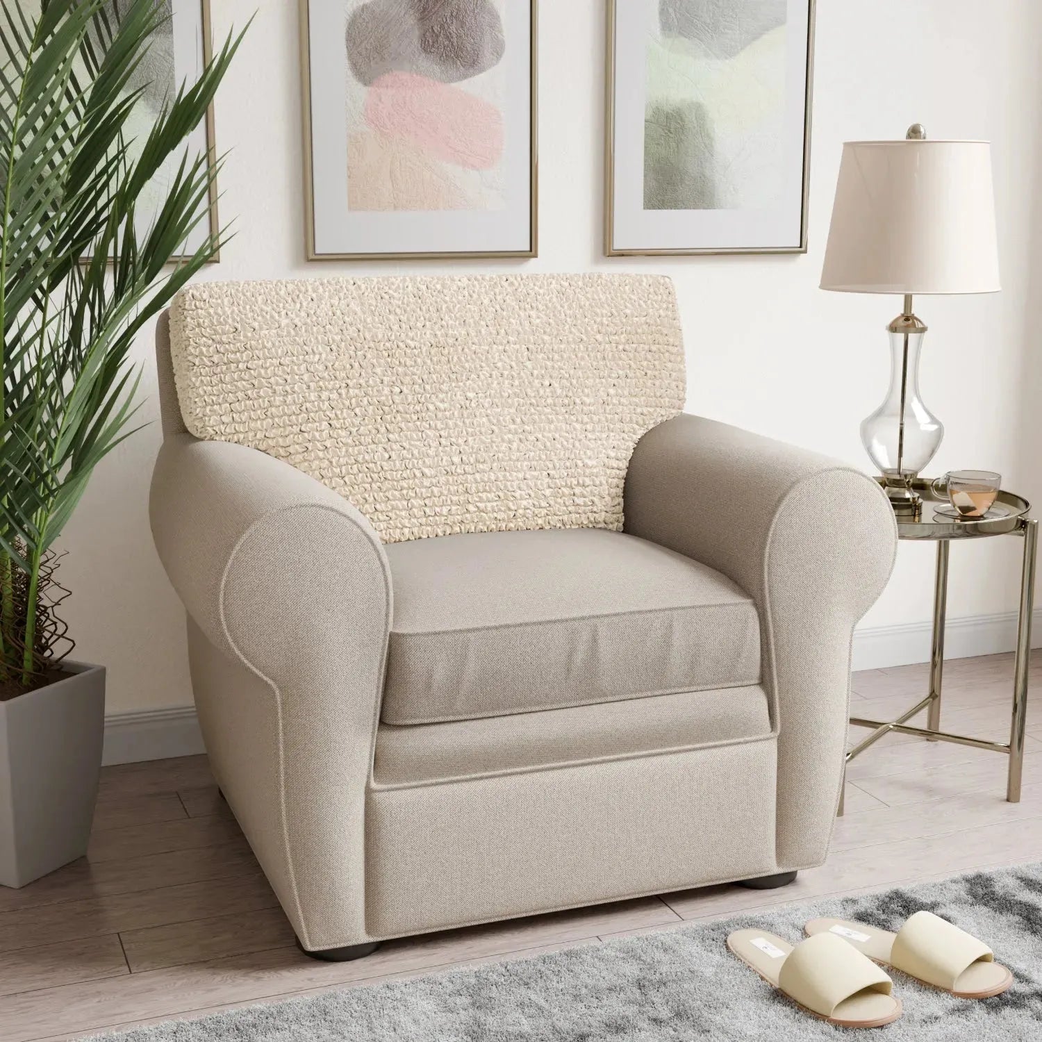 Cream Microfibra Seat Cushion Slipcover
