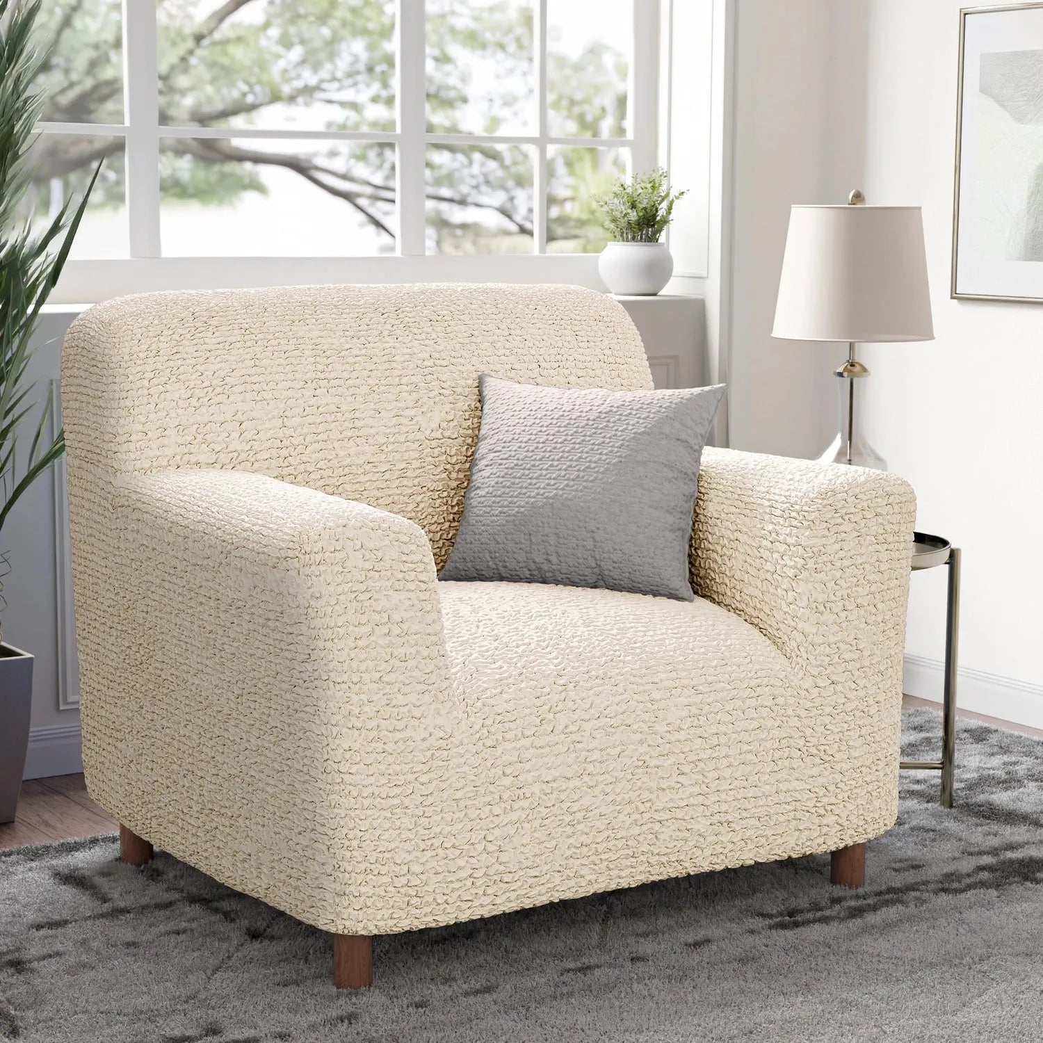 Cream Microfibra Armchair Slipcover