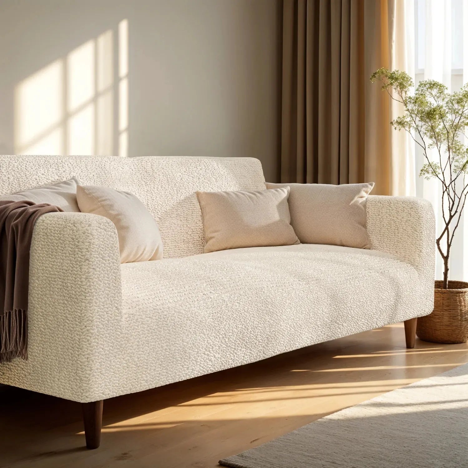 Cream Microfibra Sofa Slipcover