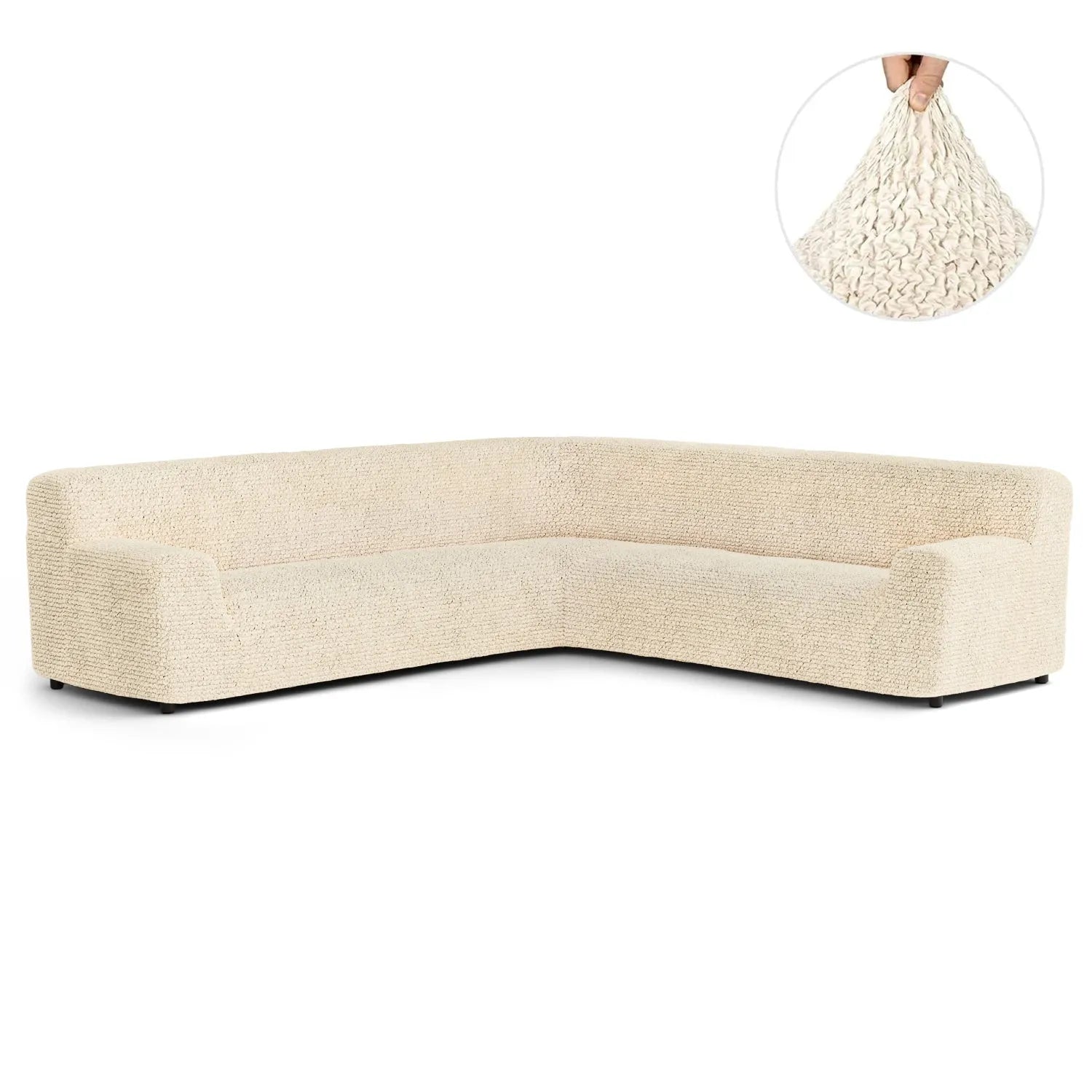 Cream Microfibra Sectional Sofa Slipcover