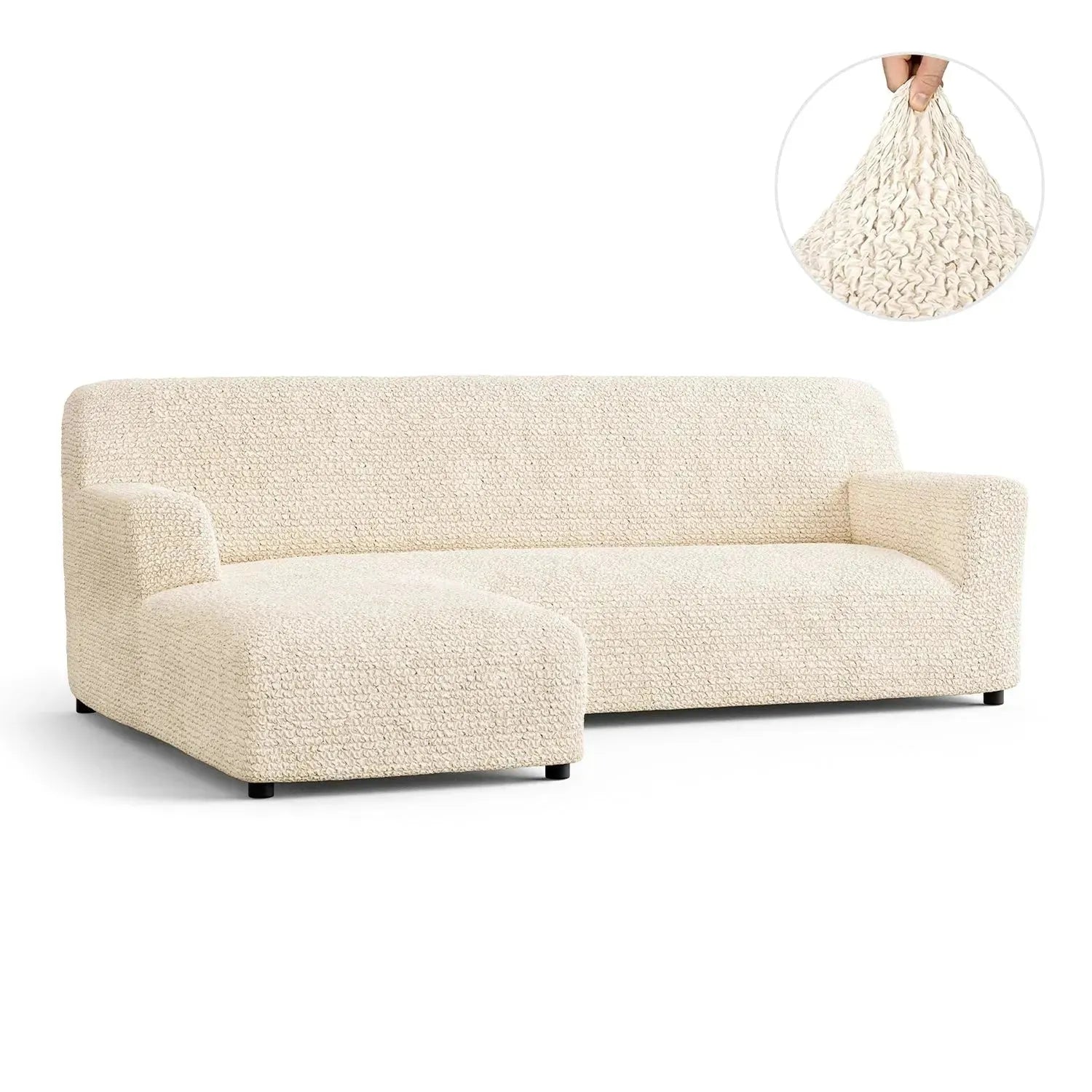 Cream Microfibra Sectional Sofa Slipcover