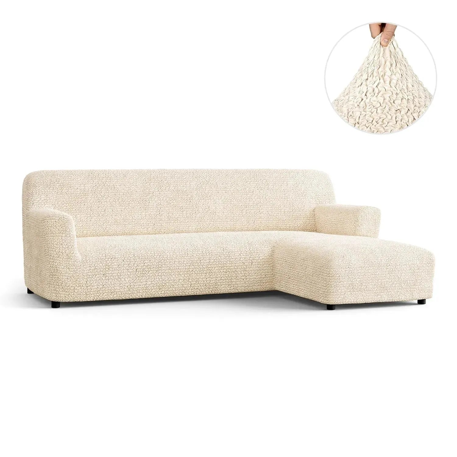 Cream Microfibra Sectional Sofa Slipcover