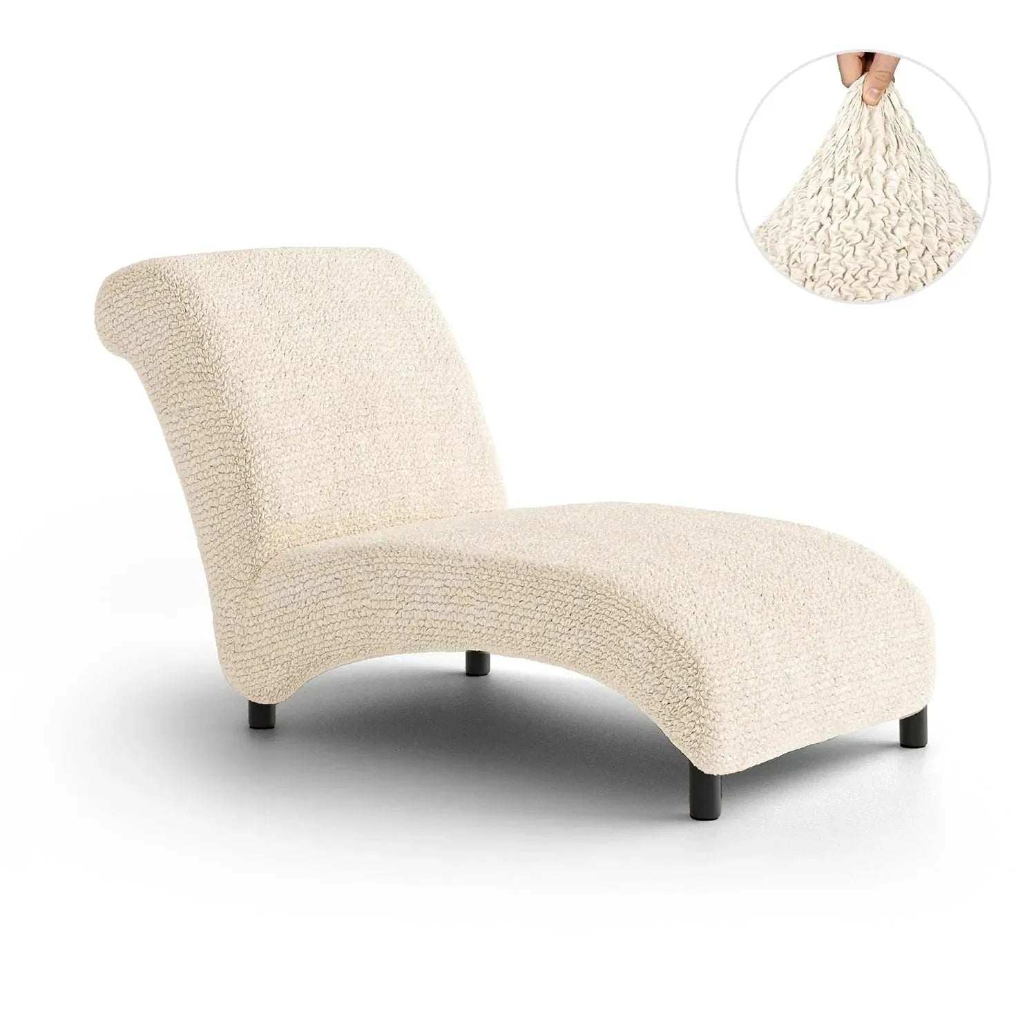 Cream Microfibra Chaise Lounge Slipcover