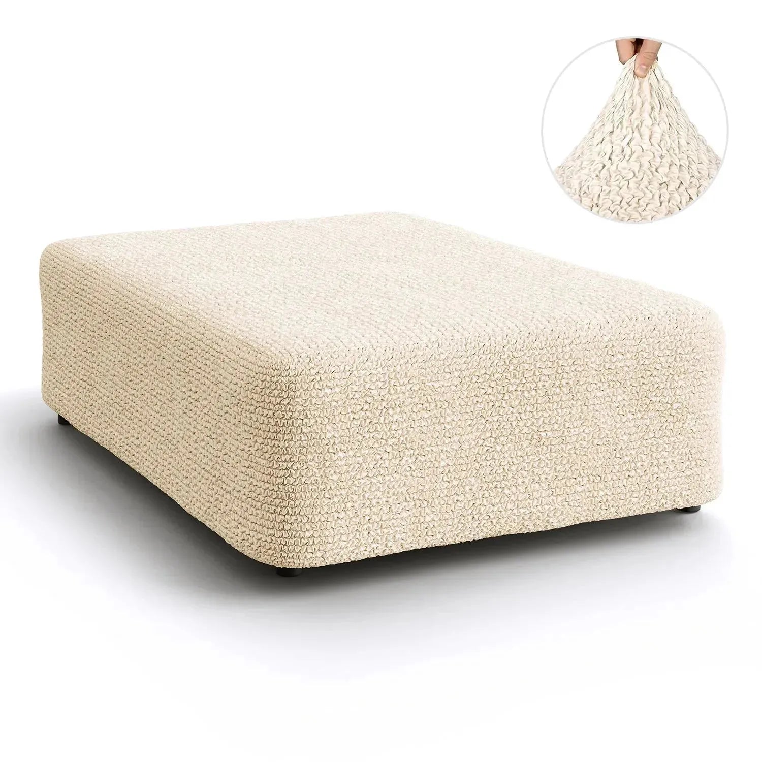 Cream Microfibra Ottoman Slipcover