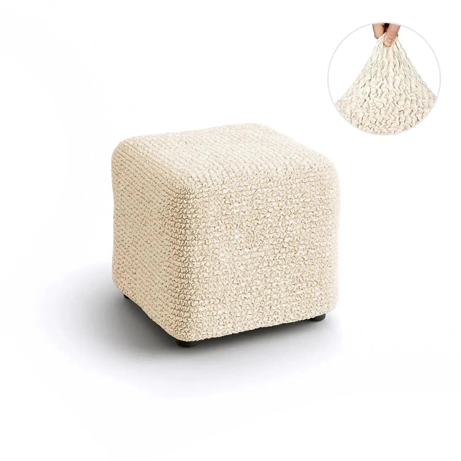 Cream Microfibra Ottoman Slipcover
