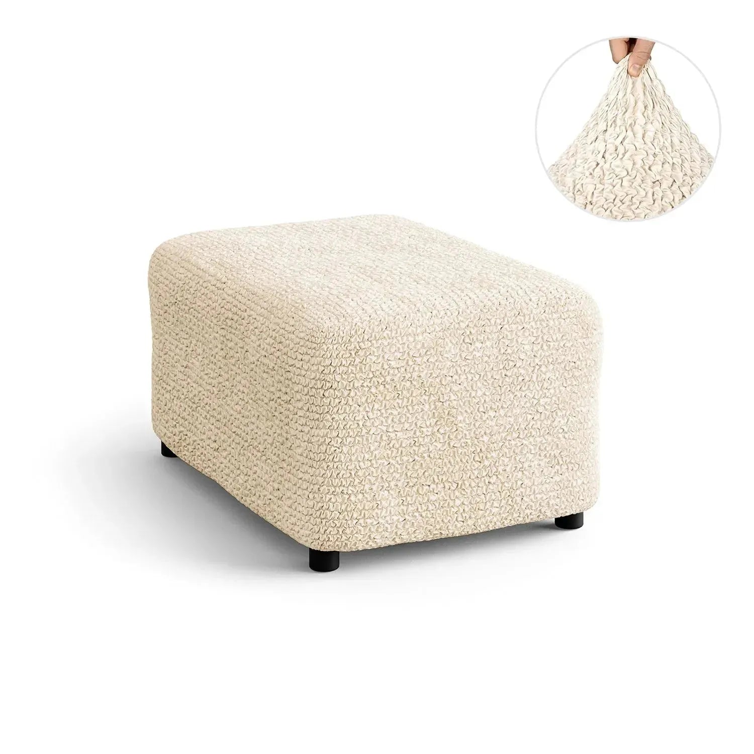Cream Microfibra Ottoman Slipcover