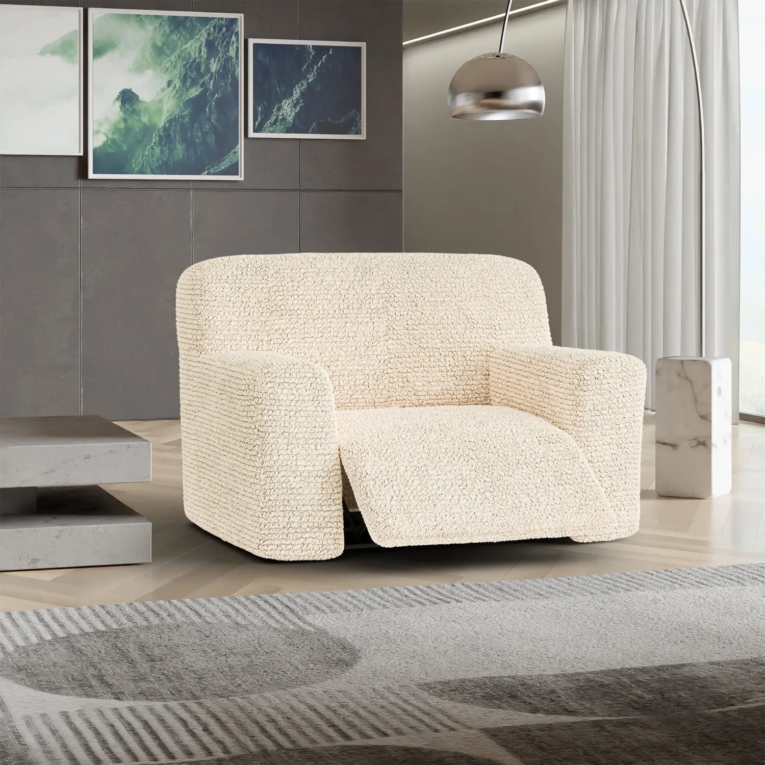 Cream Microfibra Recliner Slipcover