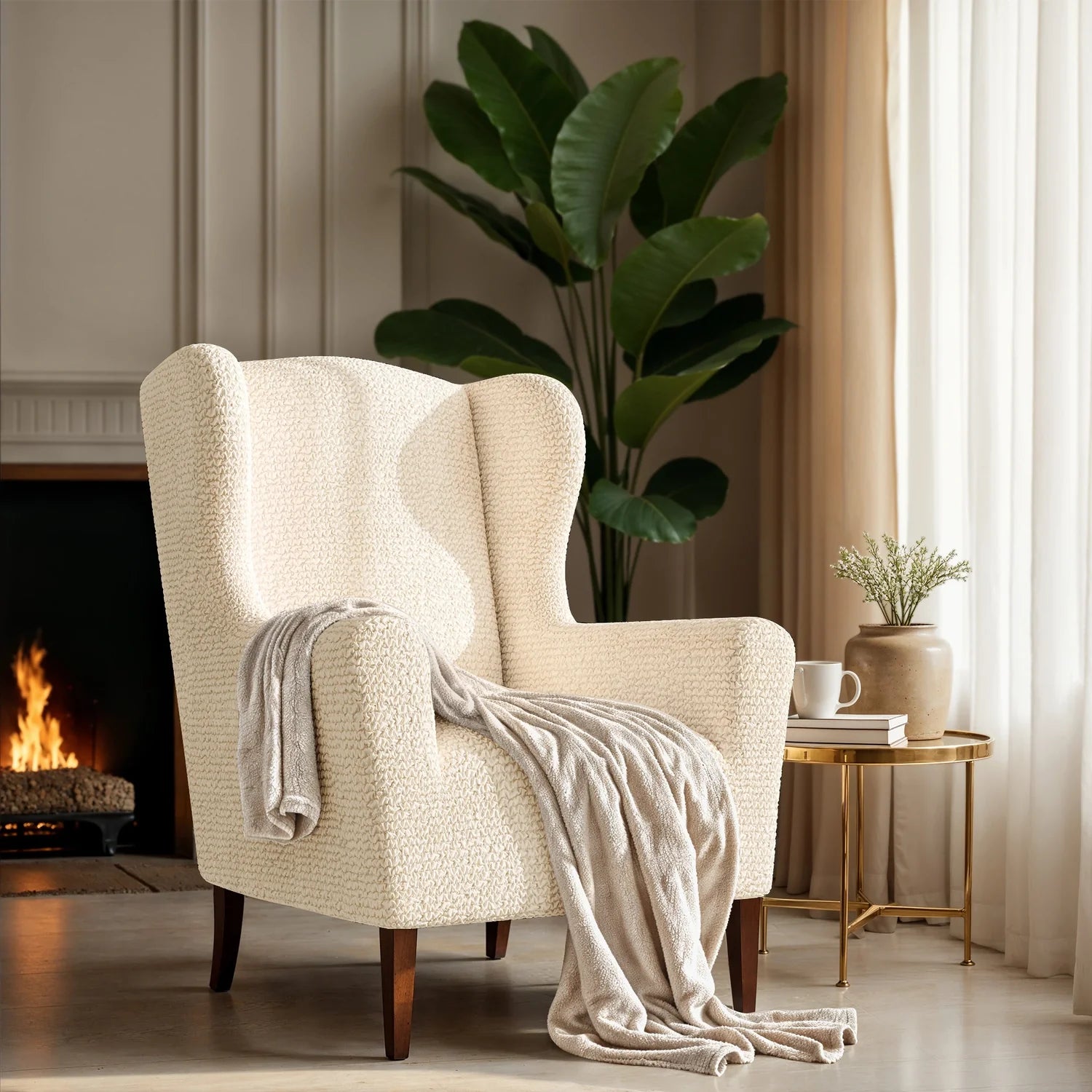 Cream Microfibra Armchair Slipcover