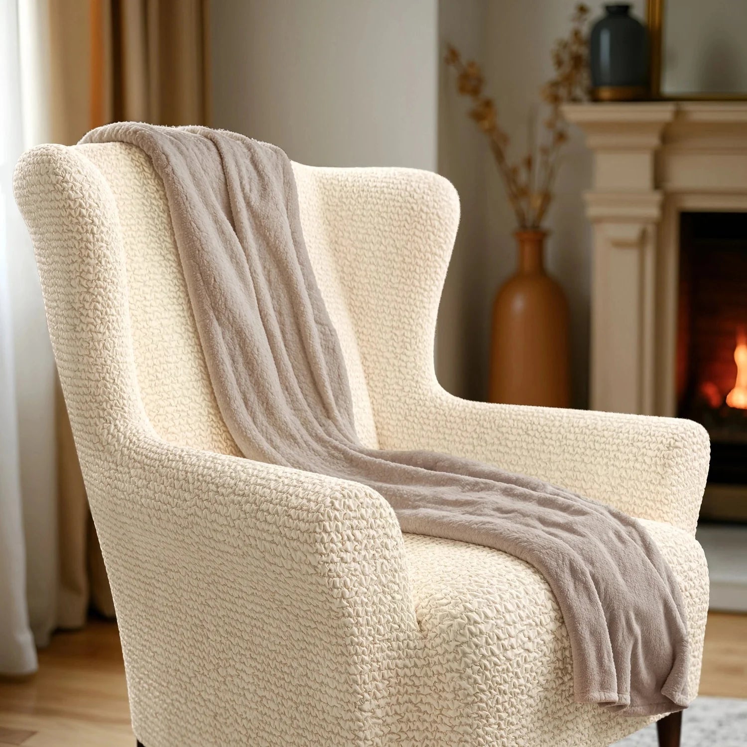 Cream Microfibra Armchair Slipcover