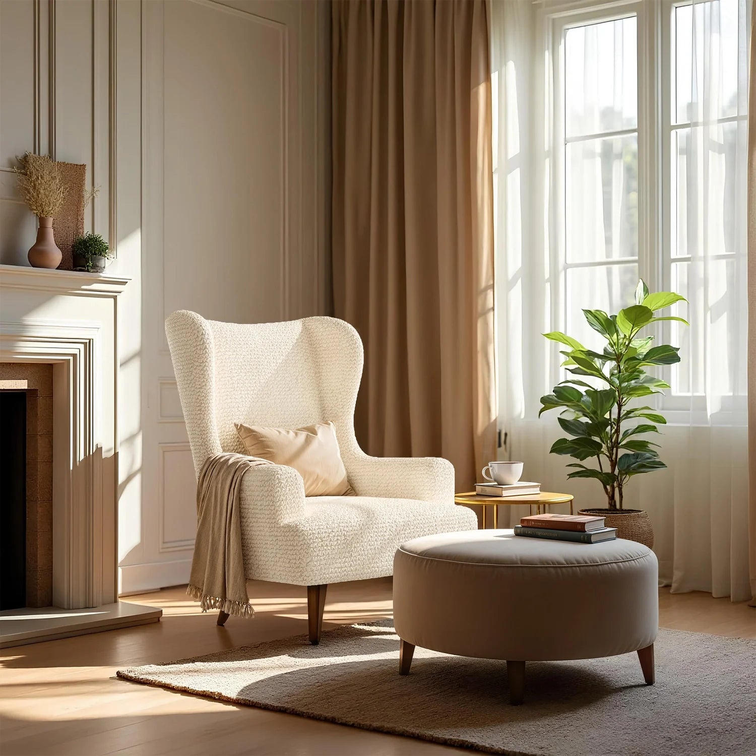 Cream Microfibra Armchair Slipcover