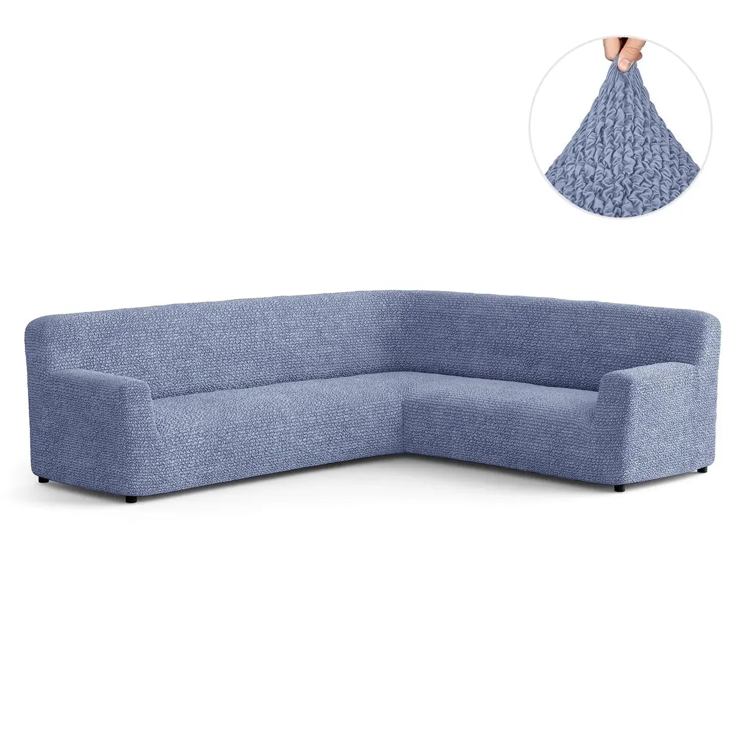 Blue Microfibra Sectional Sofa Slipcover