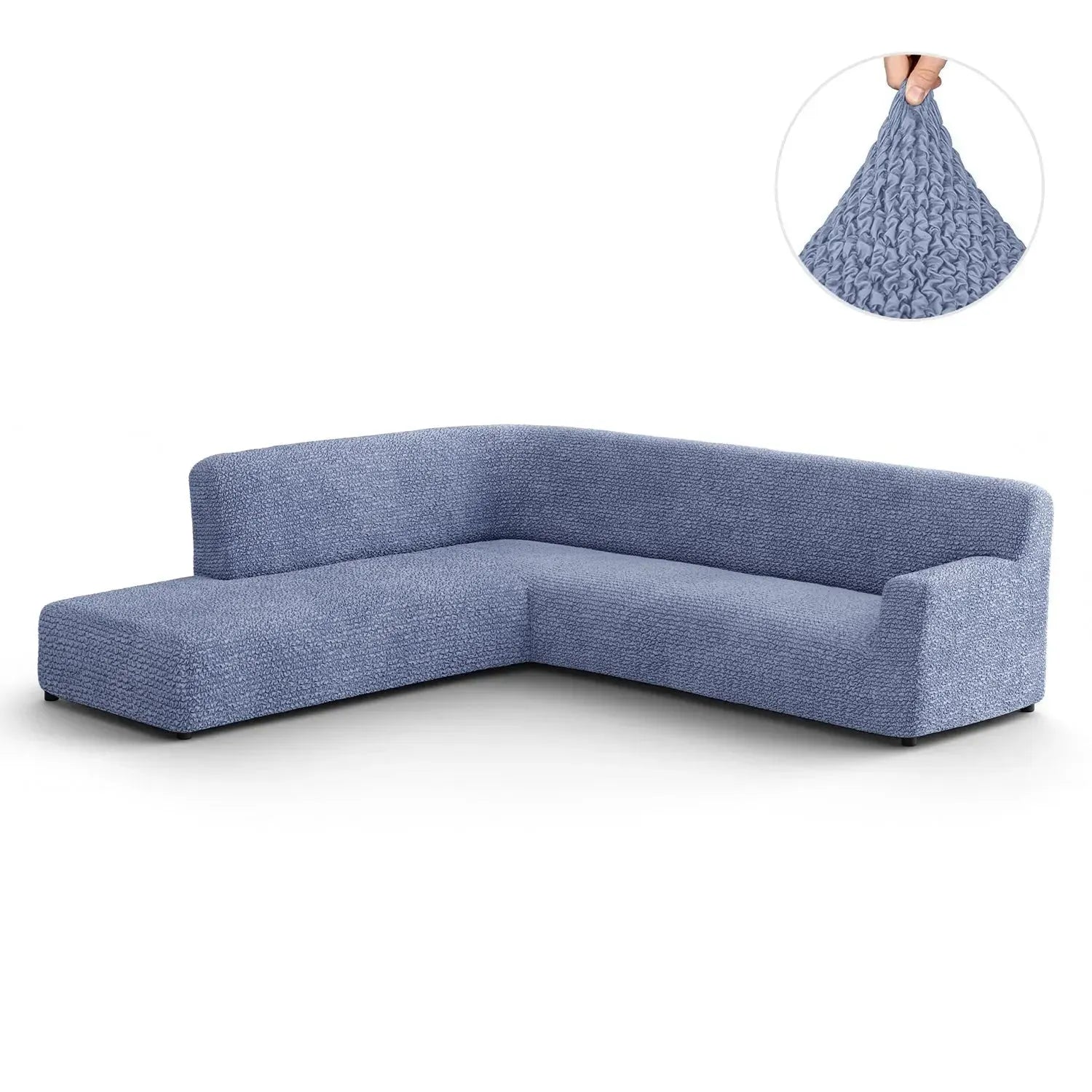 Blue Microfibra Sectional Sofa Slipcover