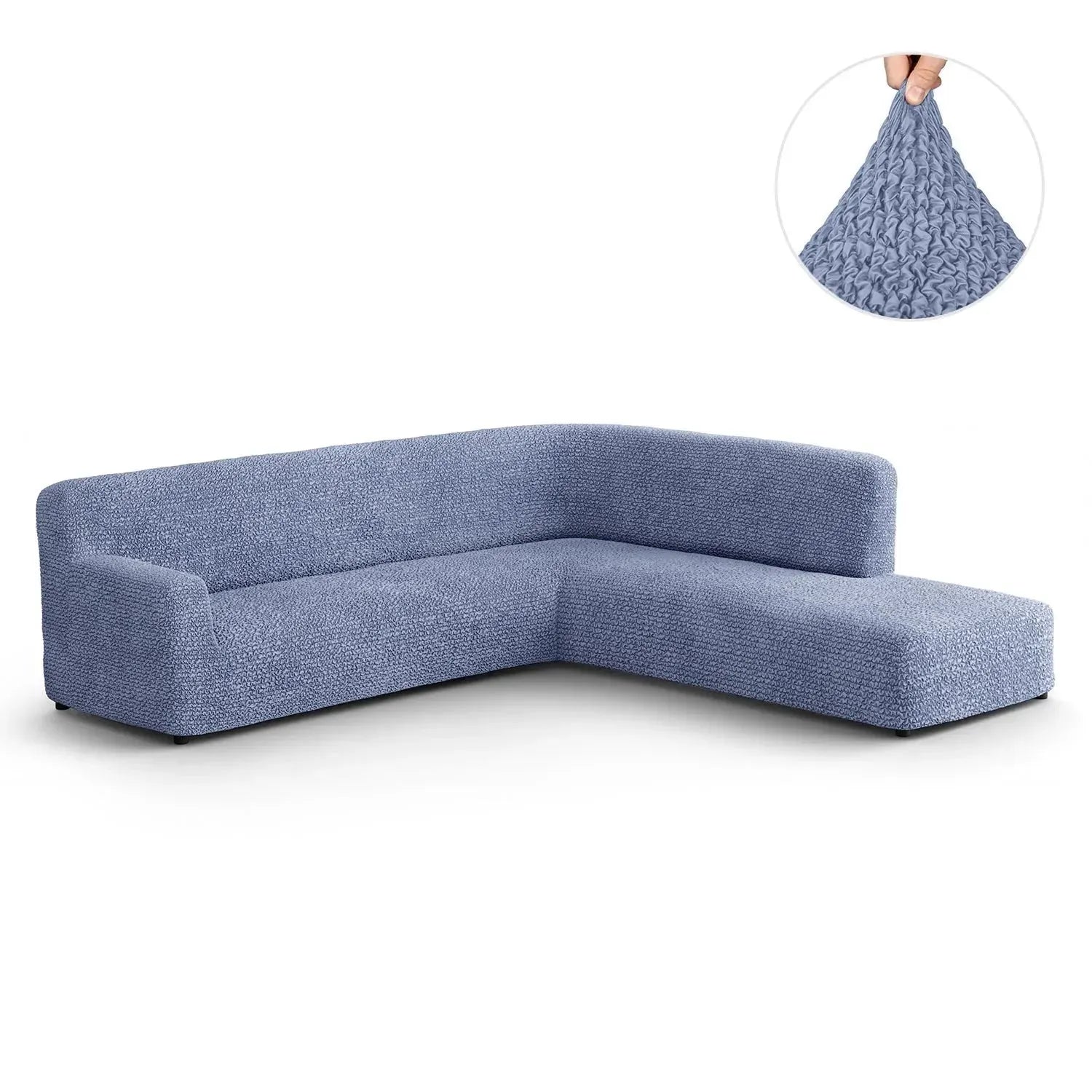Blue Microfibra Sectional Sofa Slipcover