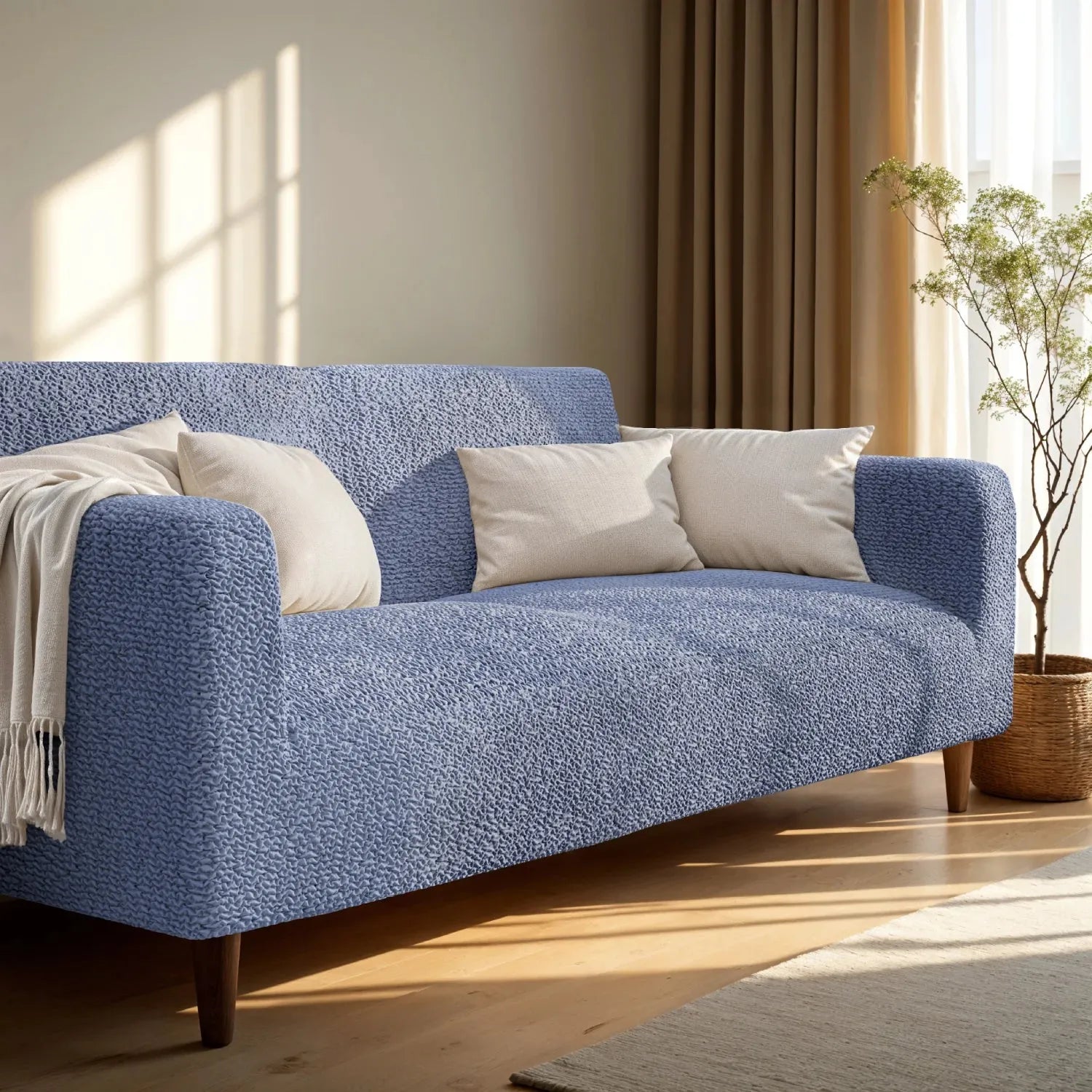 Blue Microfibra Sofa Slipcover