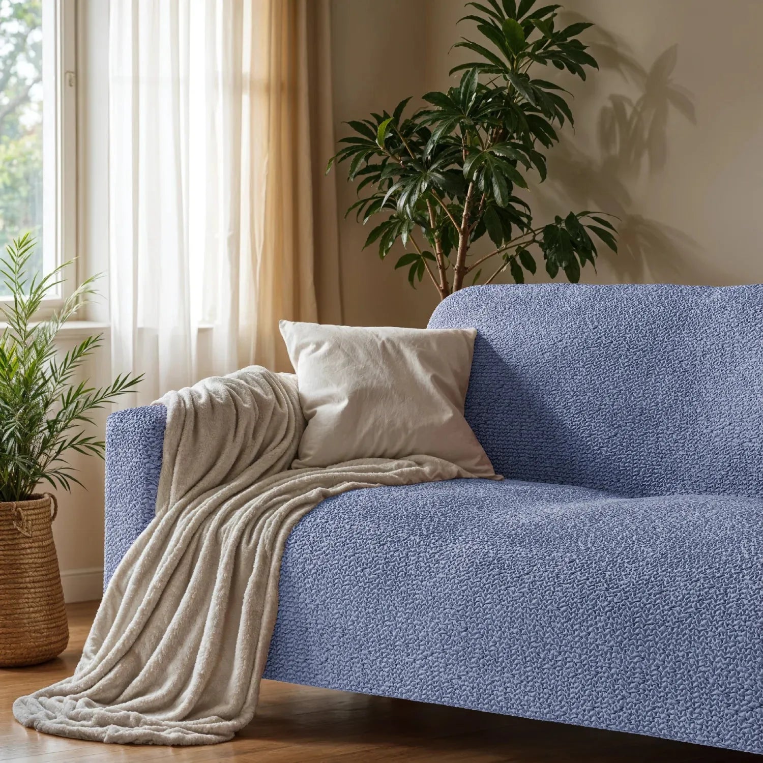 Blue Microfibra Sofa Slipcover