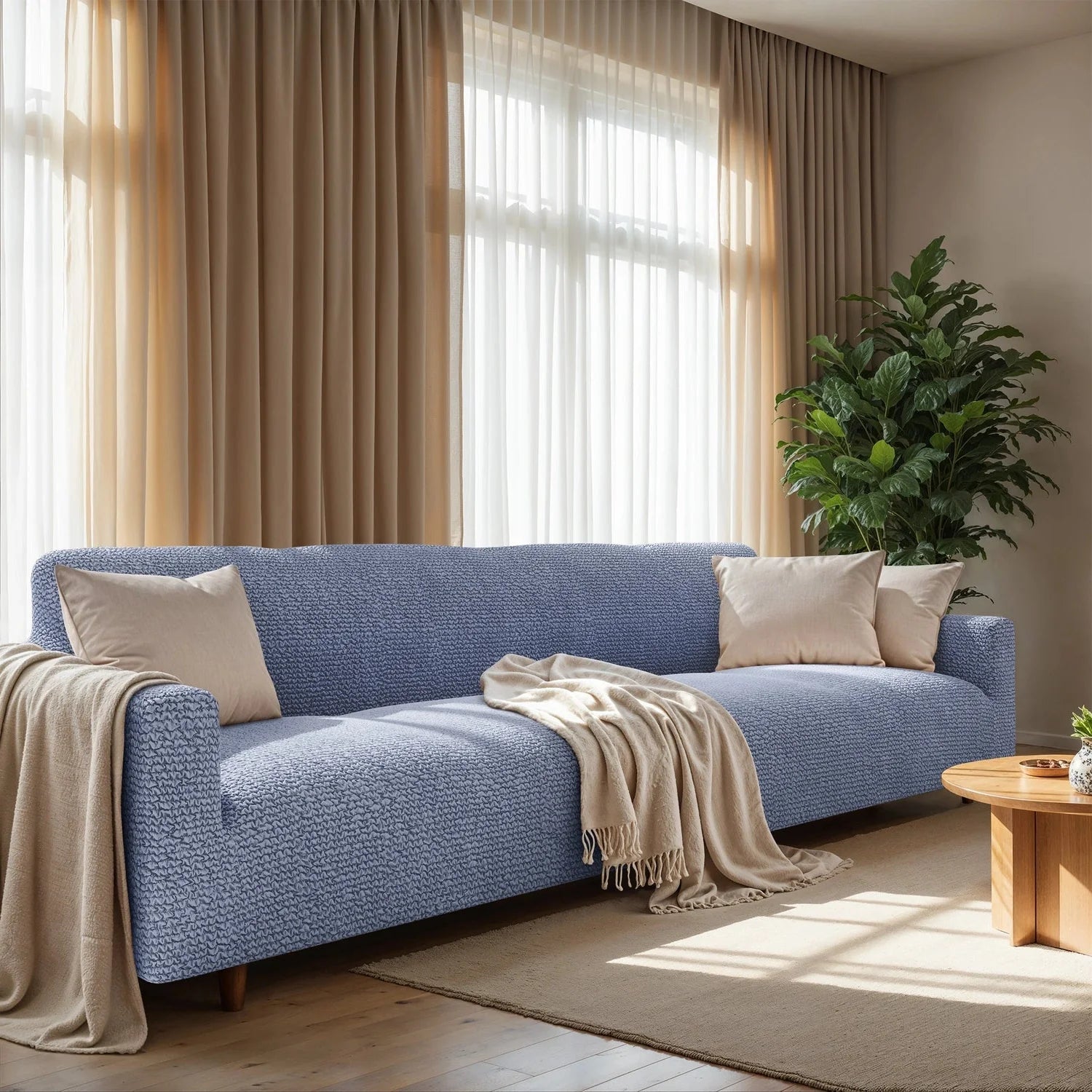 Blue Microfibra Sofa Slipcover