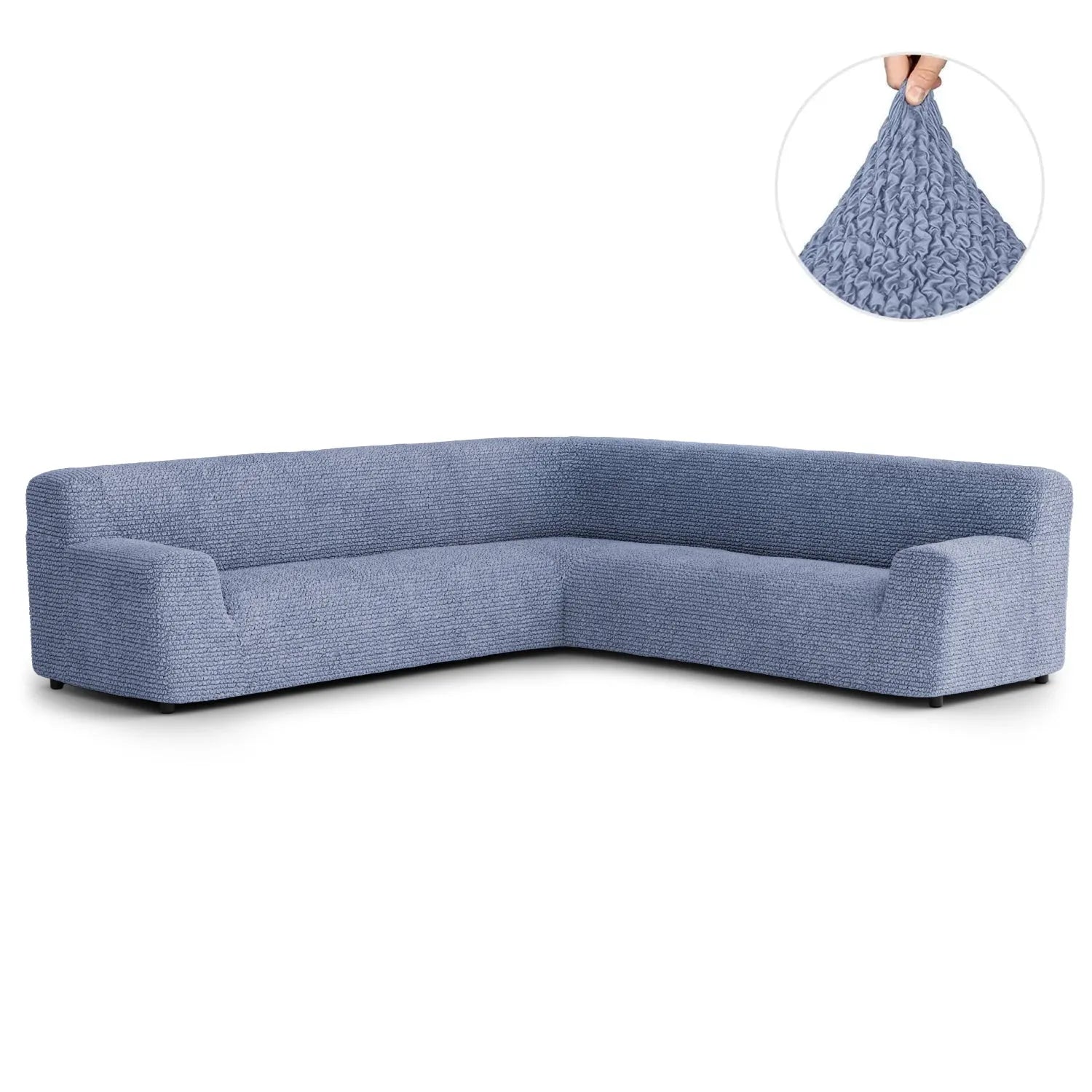 Blue Microfibra Sectional Sofa Slipcover