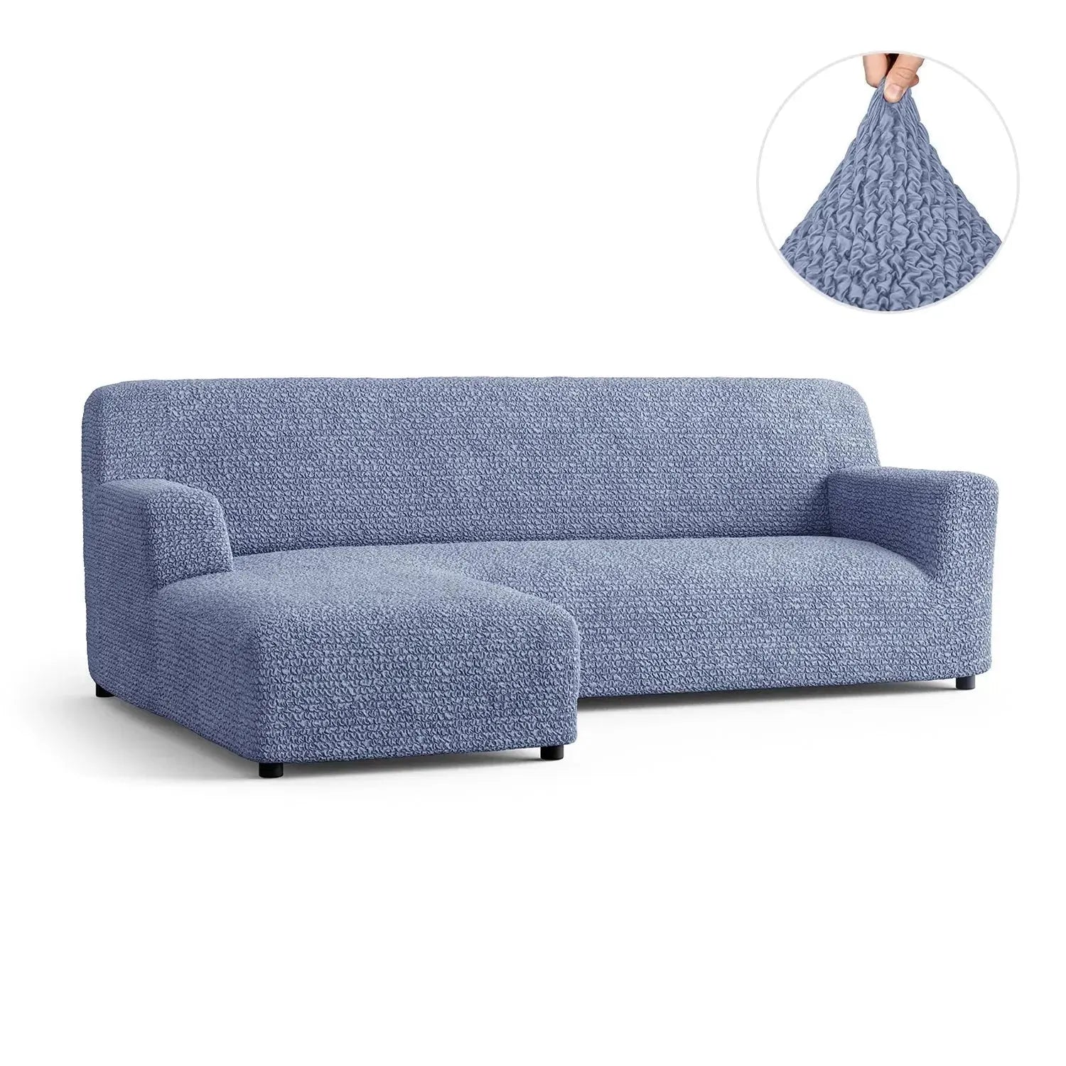Blue Microfibra Sectional Sofa Slipcover