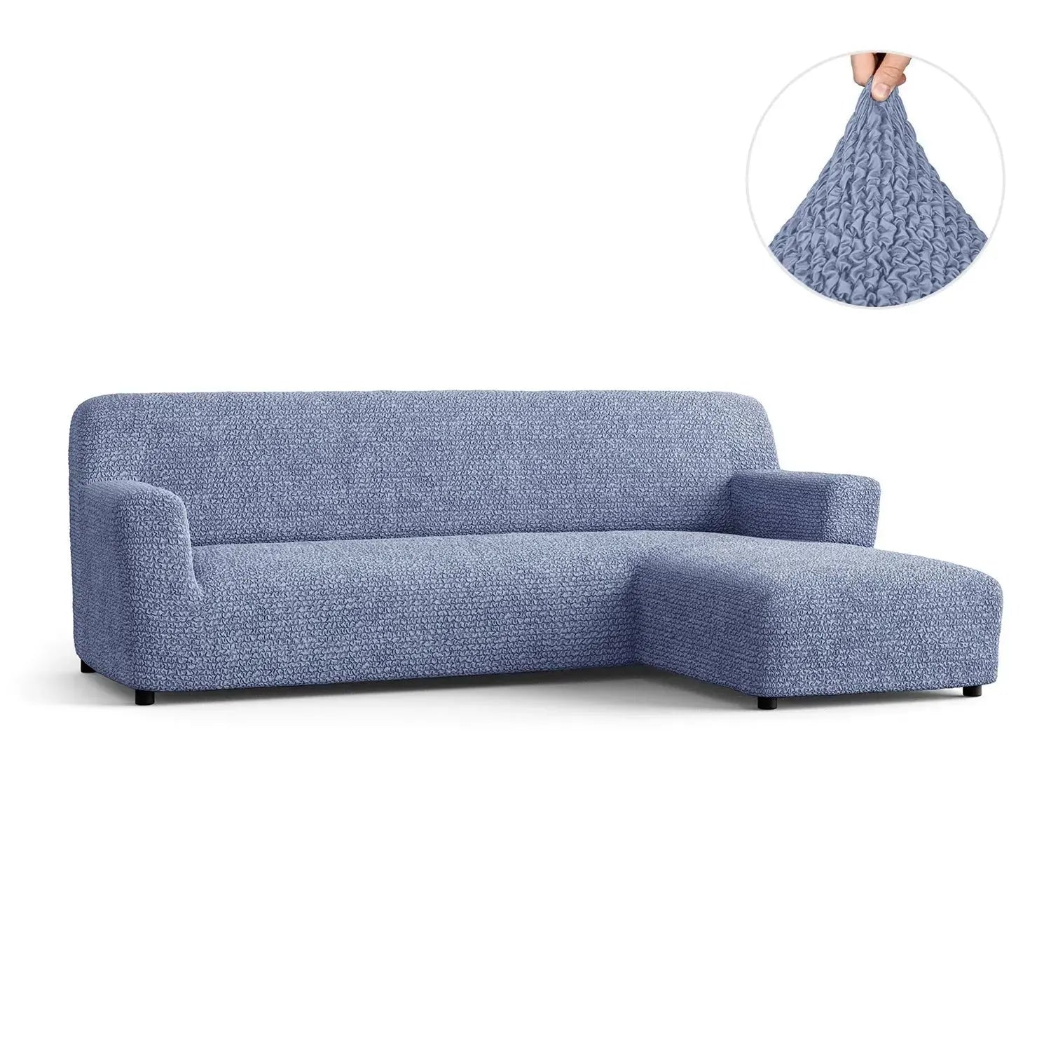 Blue Microfibra Sectional Sofa Slipcover