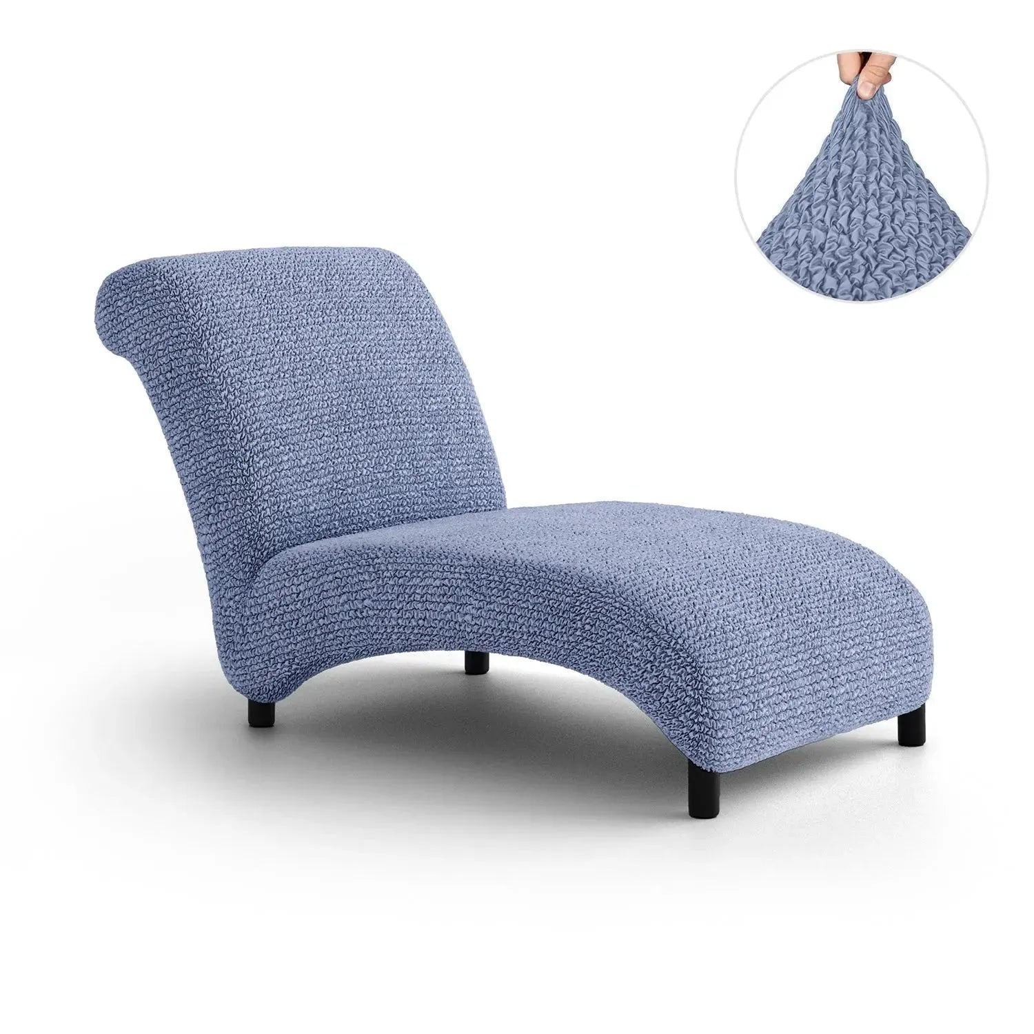 Blue Microfibra Chaise Lounge Slipcover