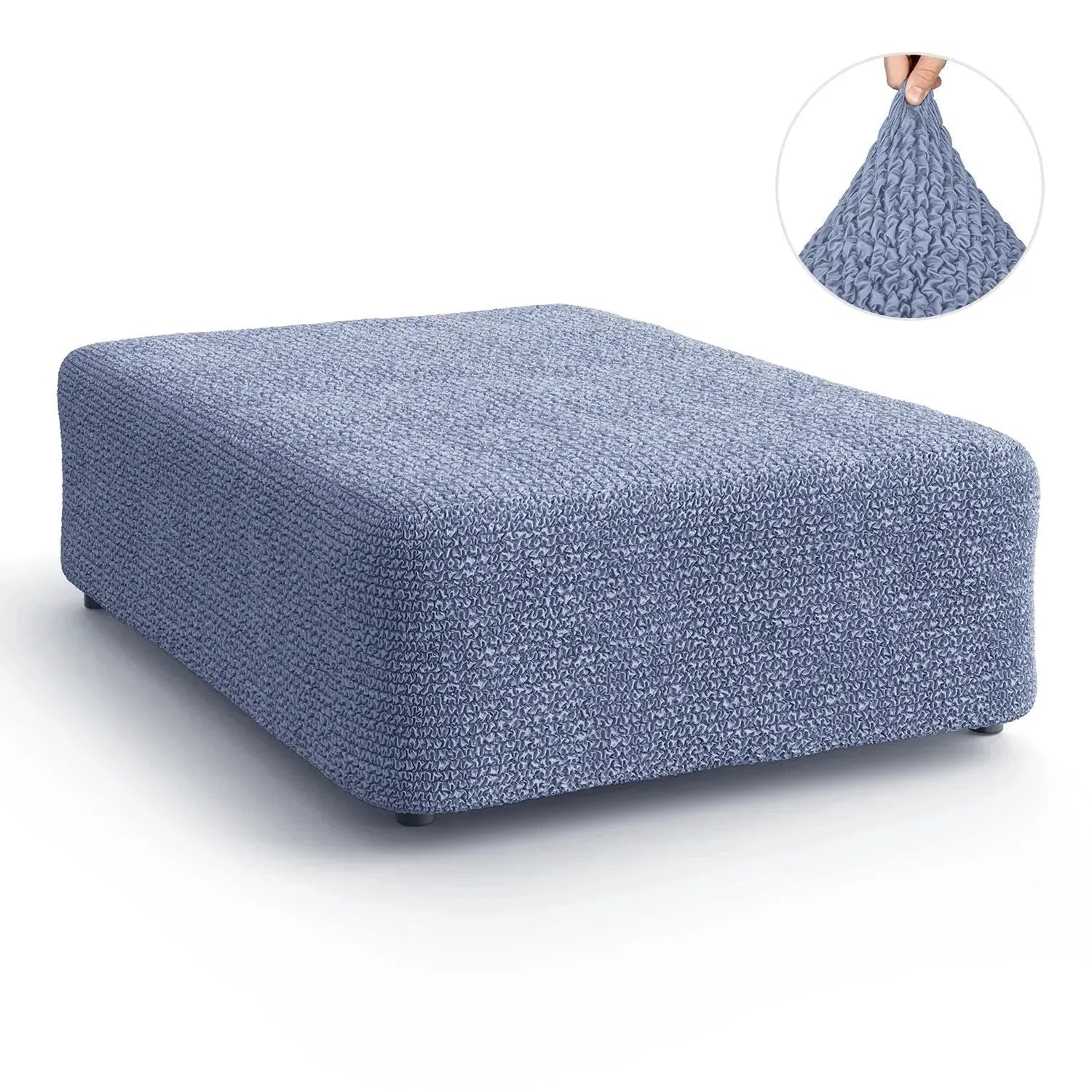 Blue Microfibra Ottoman Slipcover