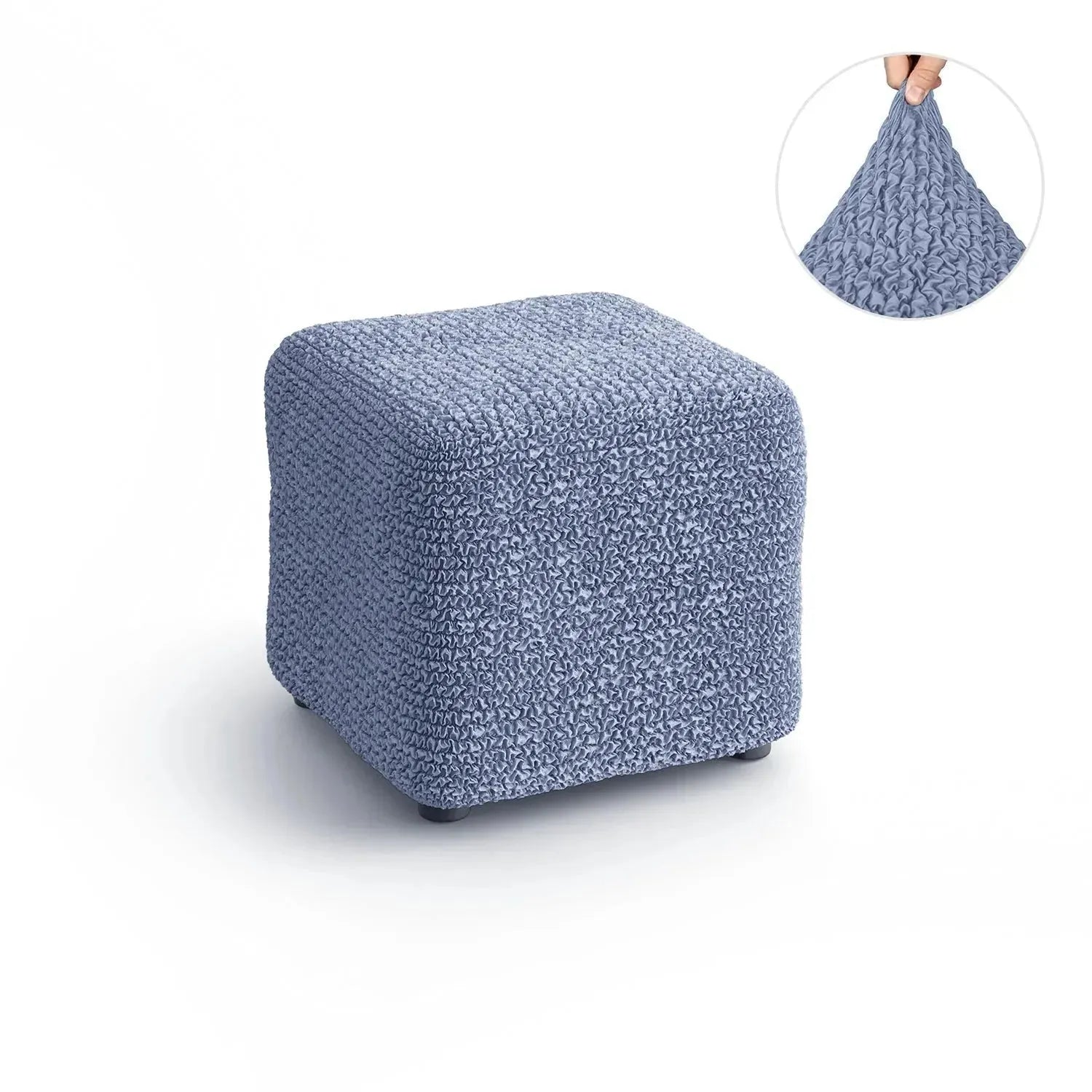 Blue Microfibra Ottoman Slipcover