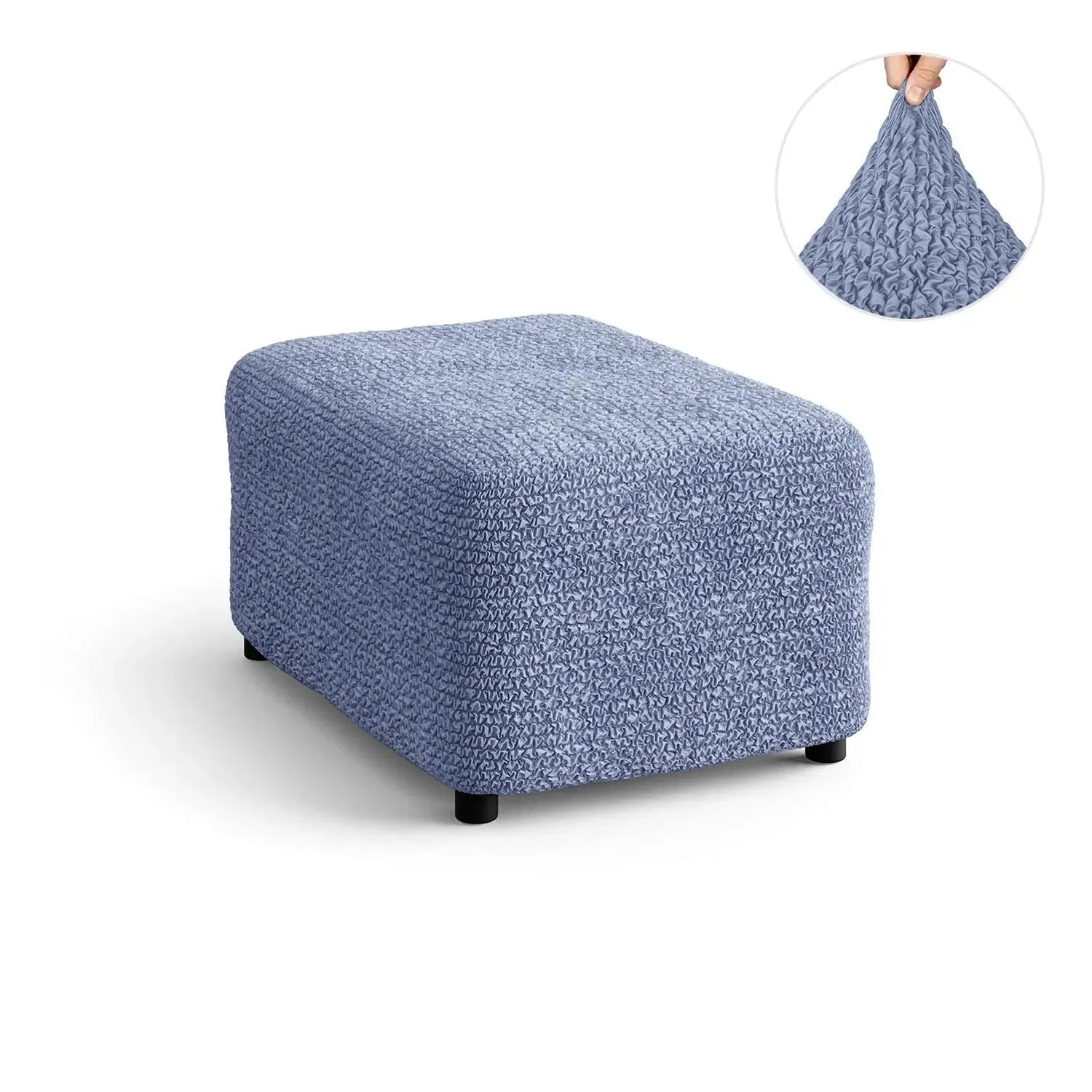 Blue Microfibra Ottoman Slipcover