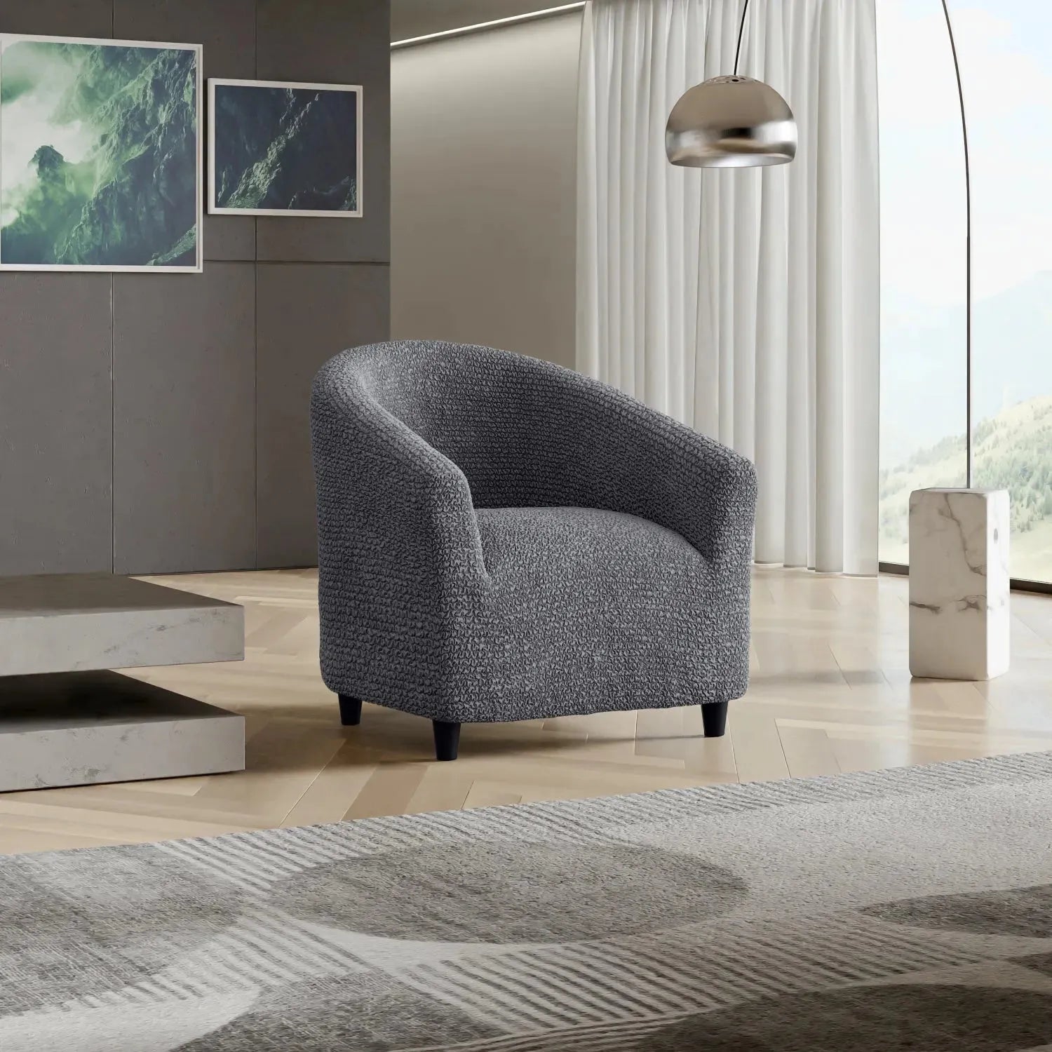Dark Gray Microfibra Armchair Slipcover