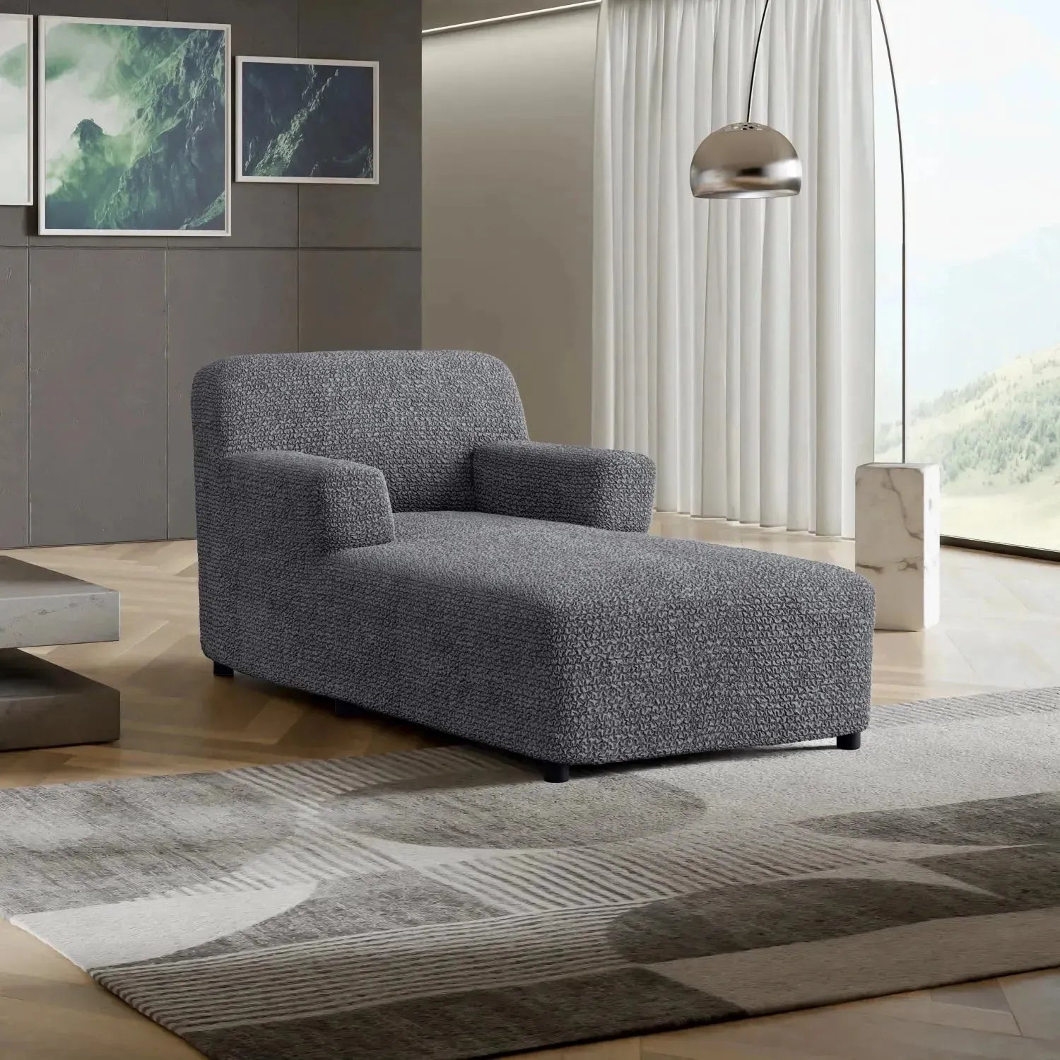 Dark Gray Microfibra Chaise Lounge Slipcover