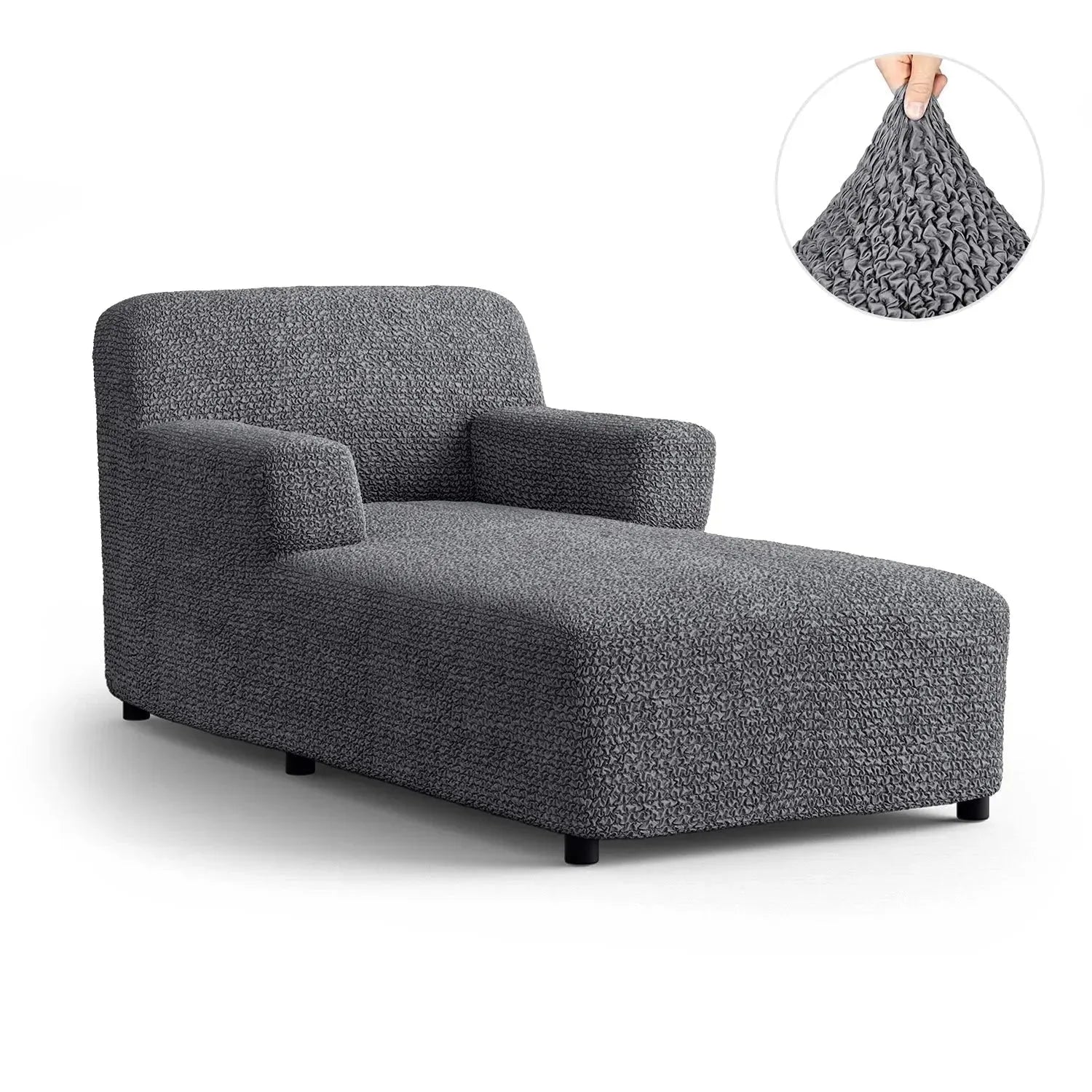 Dark Gray Microfibra Chaise Lounge Slipcover