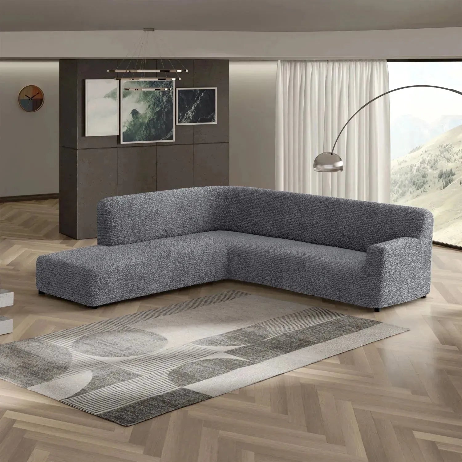 Dark Gray Microfibra Sectional Sofa Slipcover