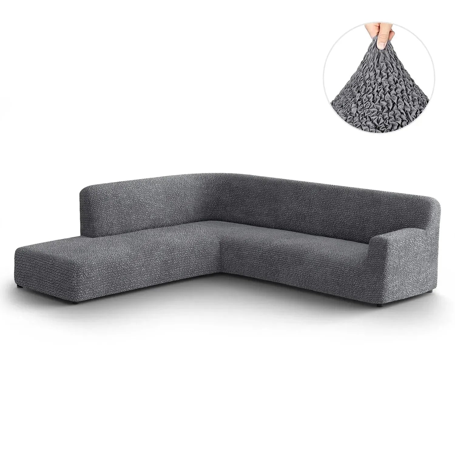 Dark Gray Microfibra Sectional Sofa Slipcover