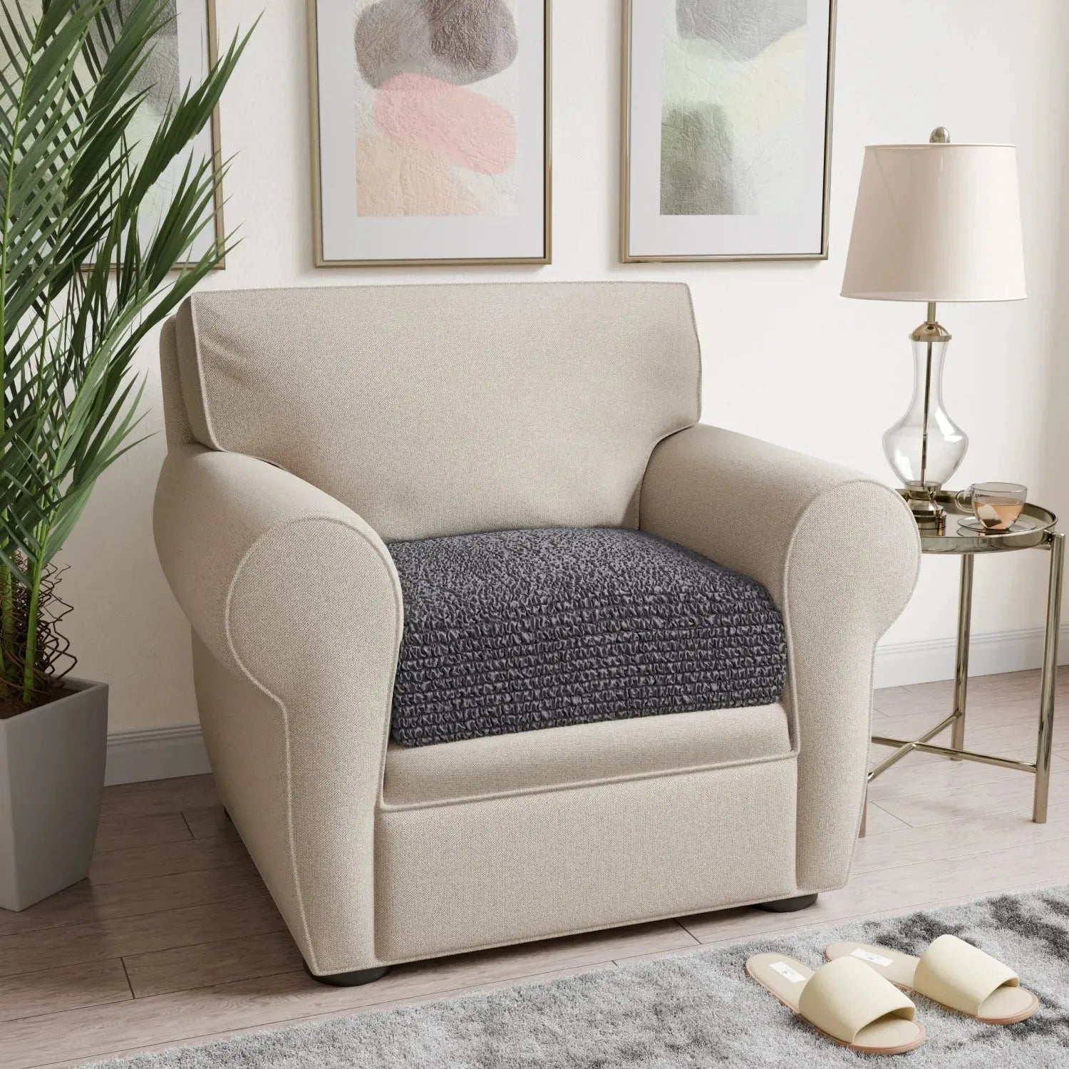 Dark Gray Microfibra Seat Cushion Slipcover