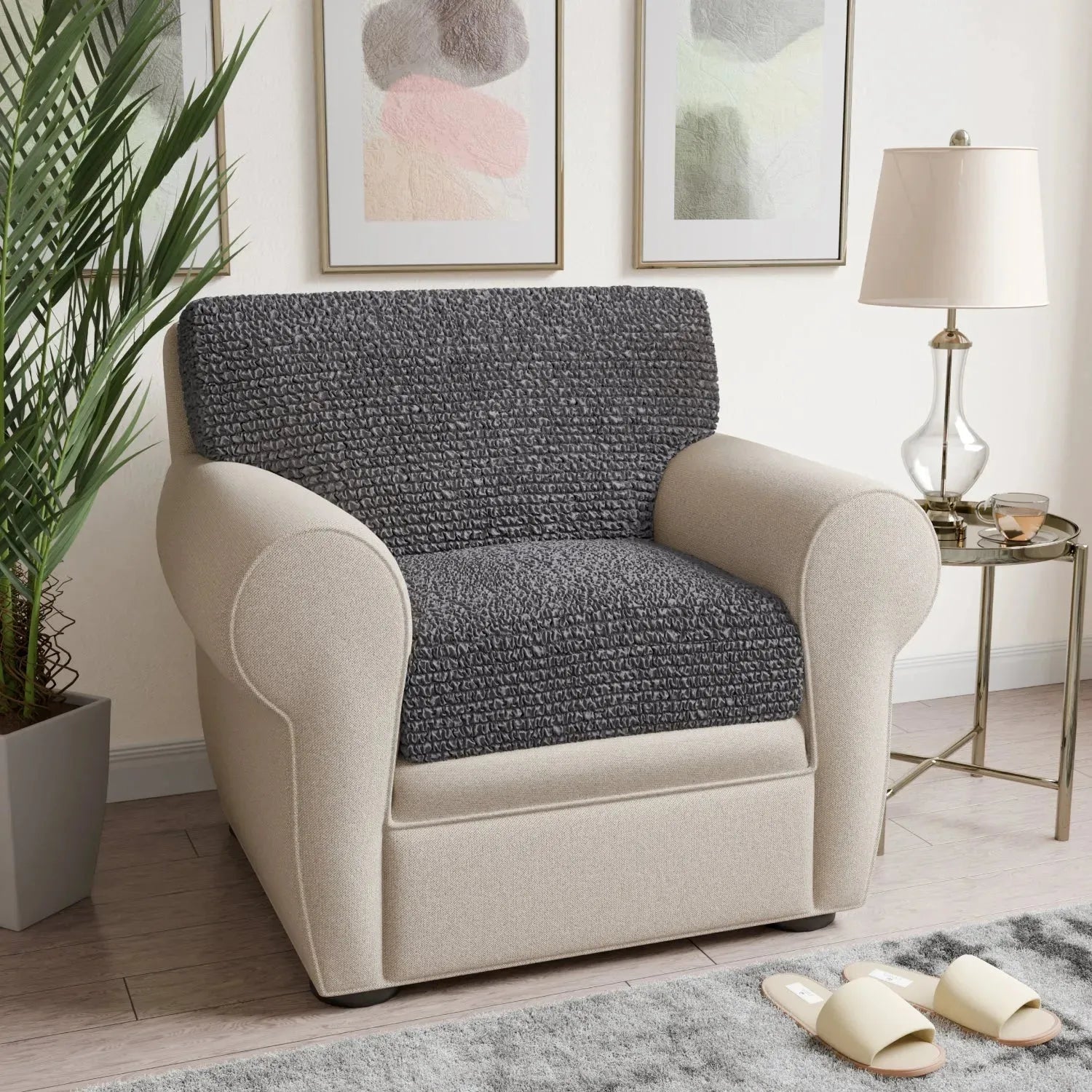 Dark Gray Microfibra Seat Cushion Slipcover