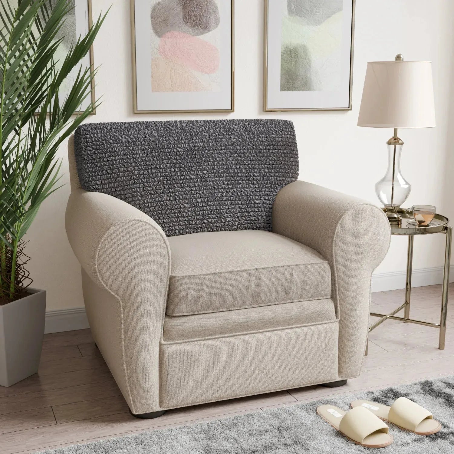 Dark Gray Microfibra Seat Cushion Slipcover