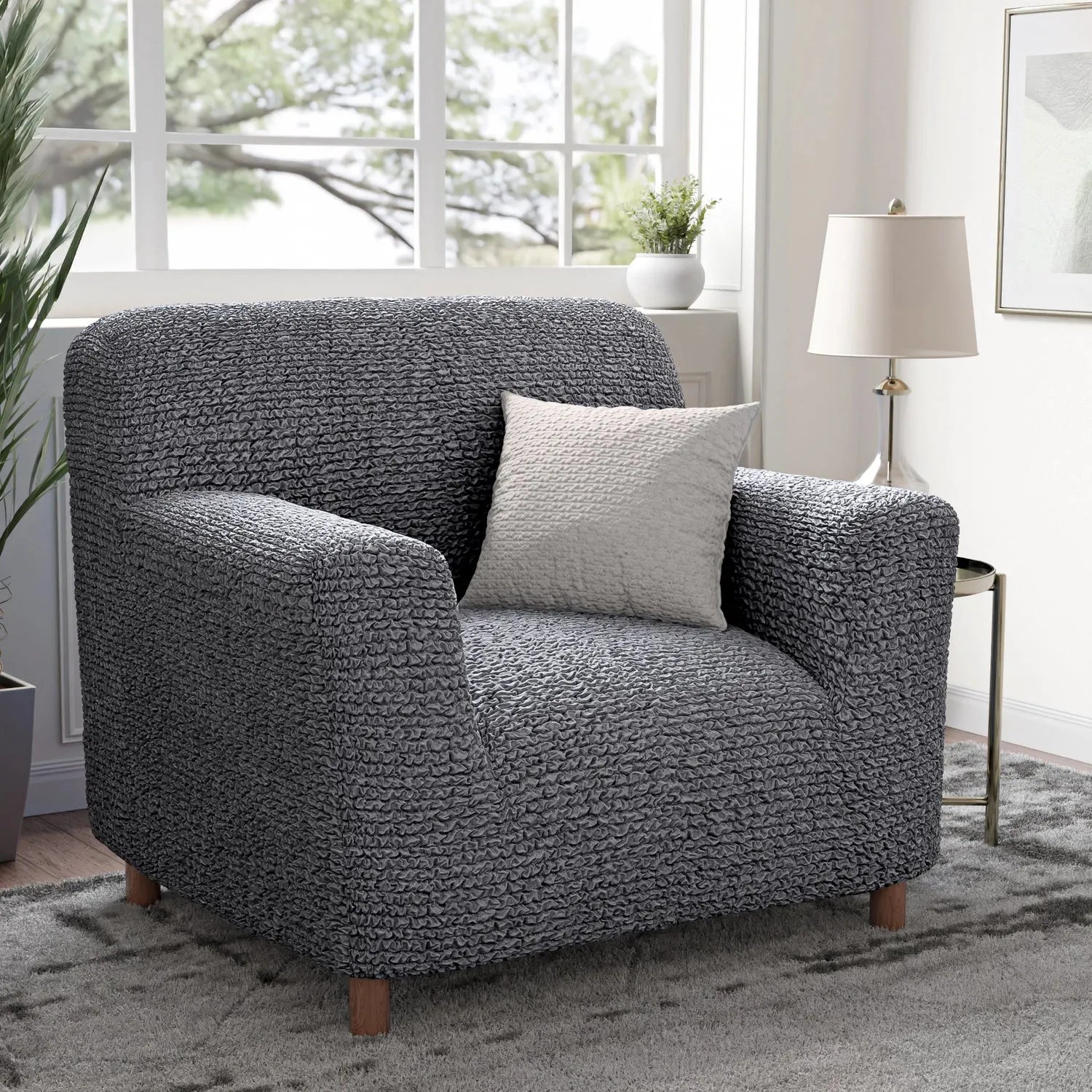 Dark Gray Microfibra Armchair Slipcover