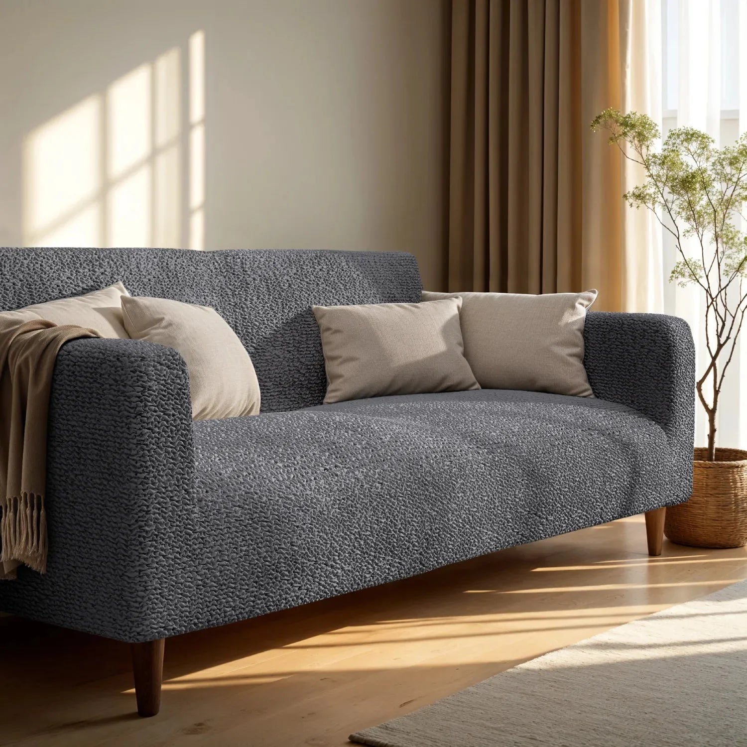 Dark Gray Microfibra Sofa Slipcover