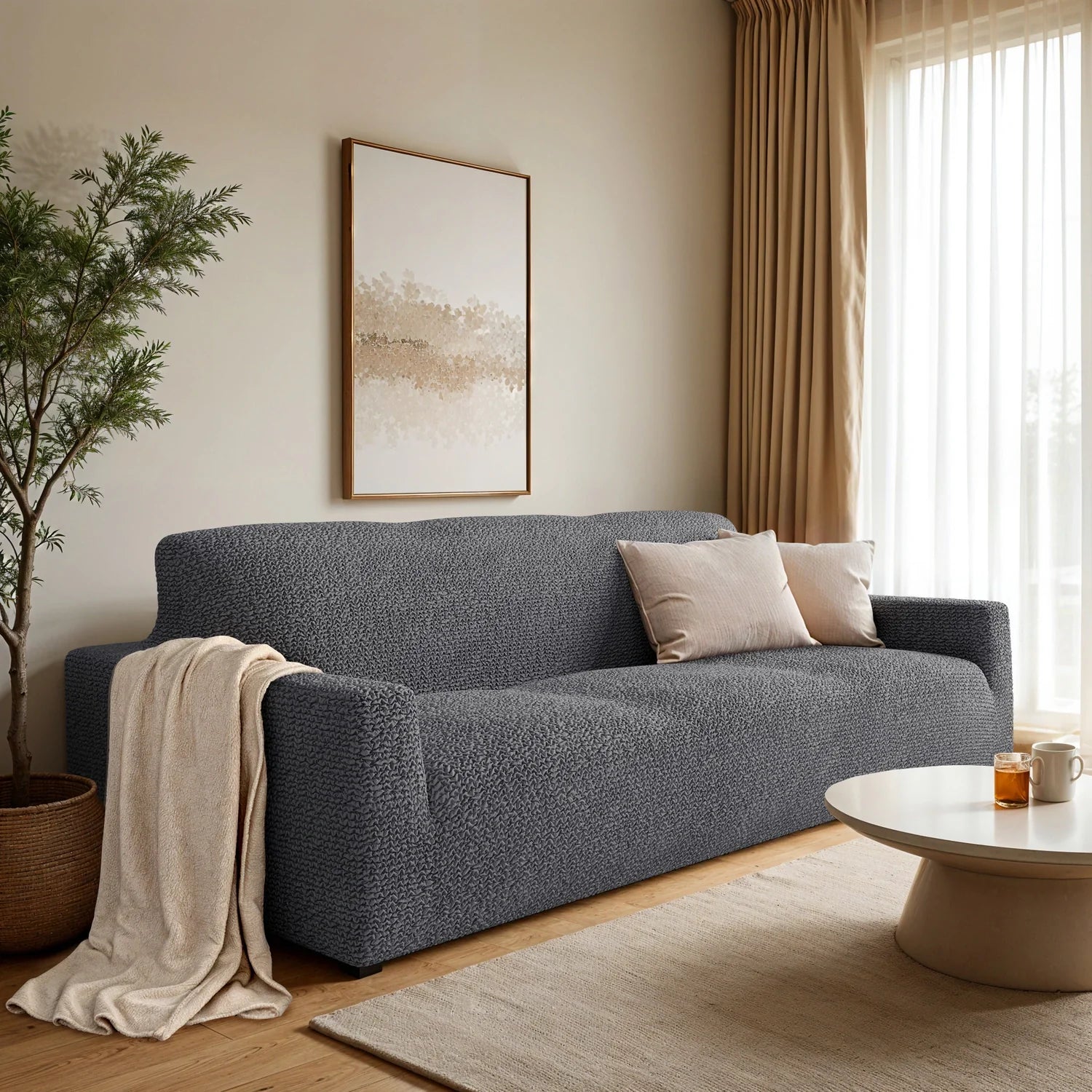 Dark Gray Microfibra Sofa Slipcover