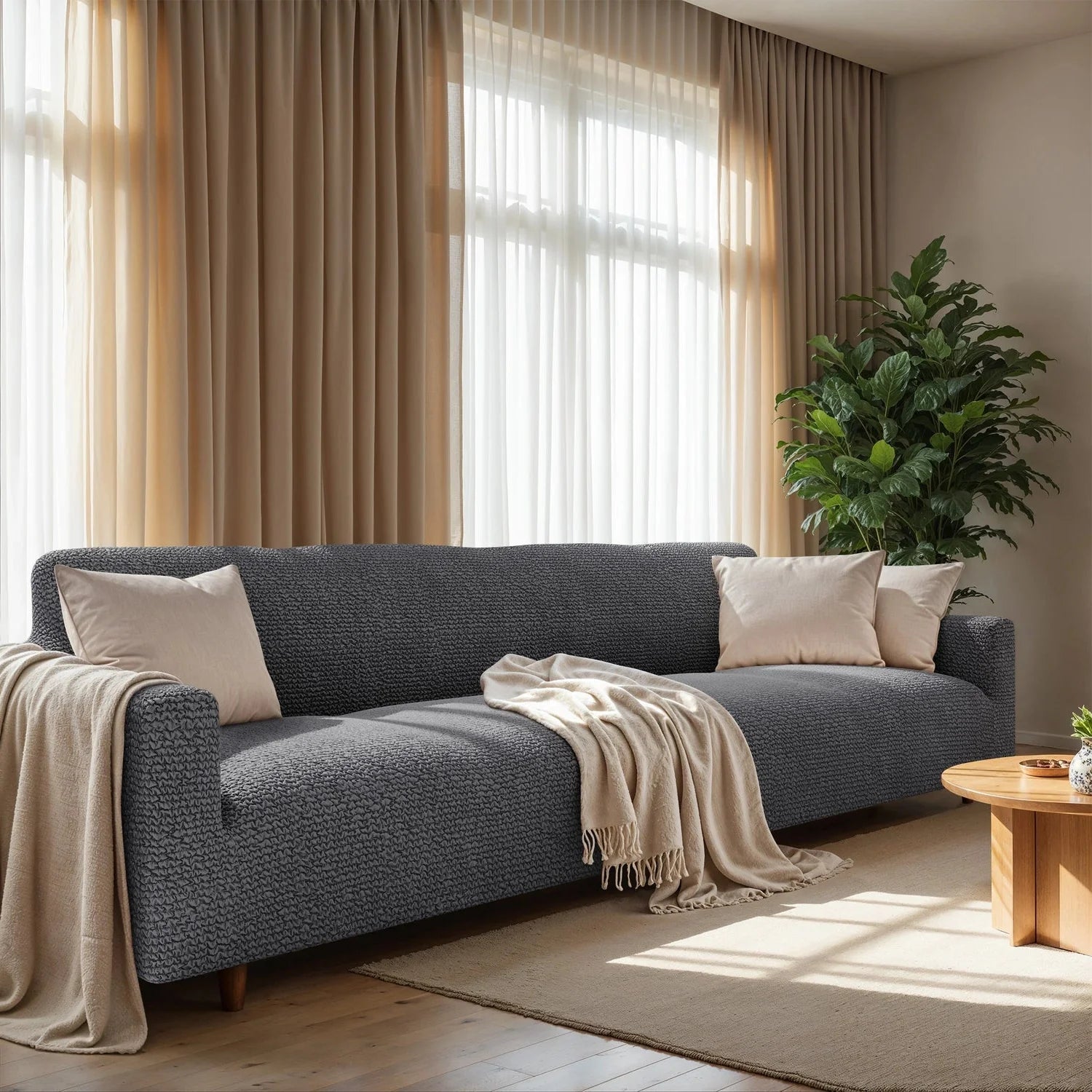 Dark Gray Microfibra Sofa Slipcover