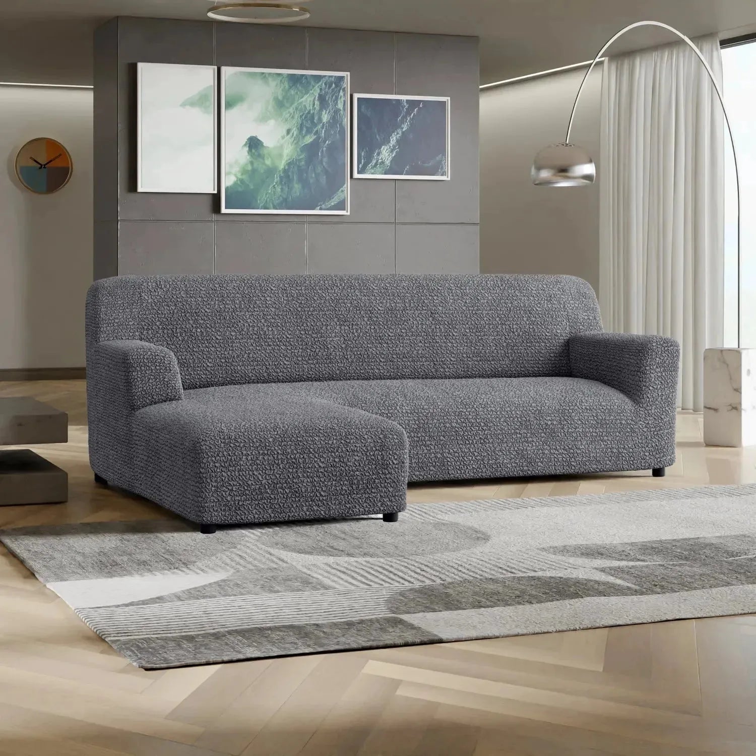 Dark Gray Microfibra Sectional Sofa Slipcover