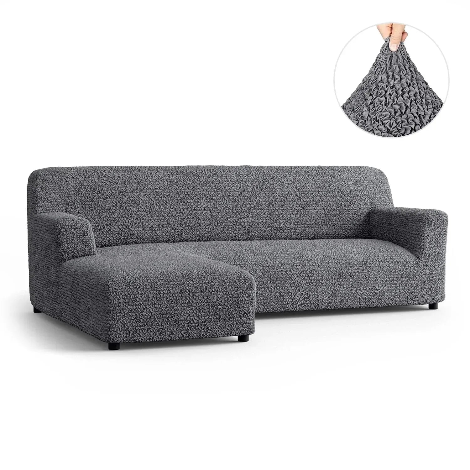 Dark Gray Microfibra Sectional Sofa Slipcover