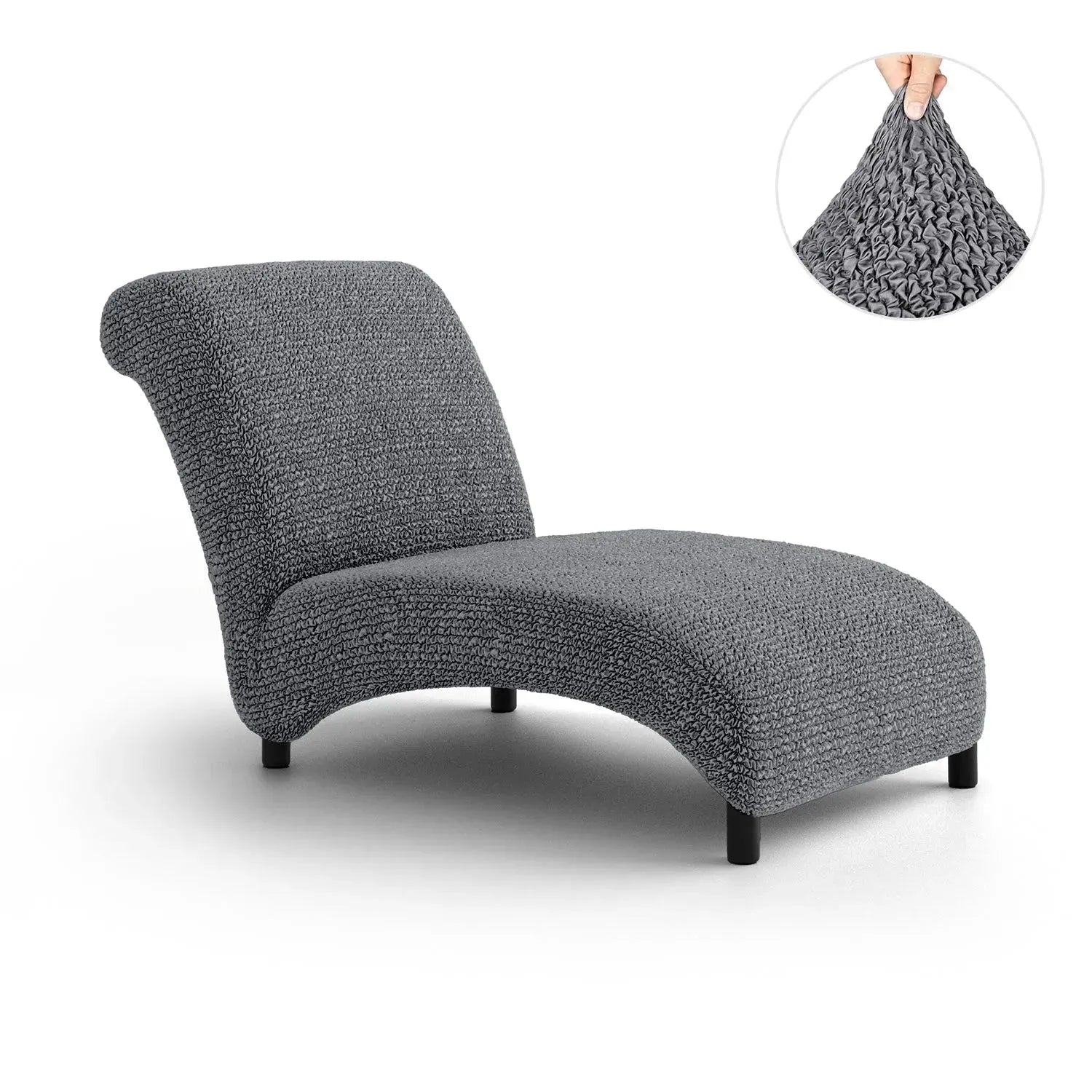 Dark Gray Microfibra Chaise Lounge Slipcover